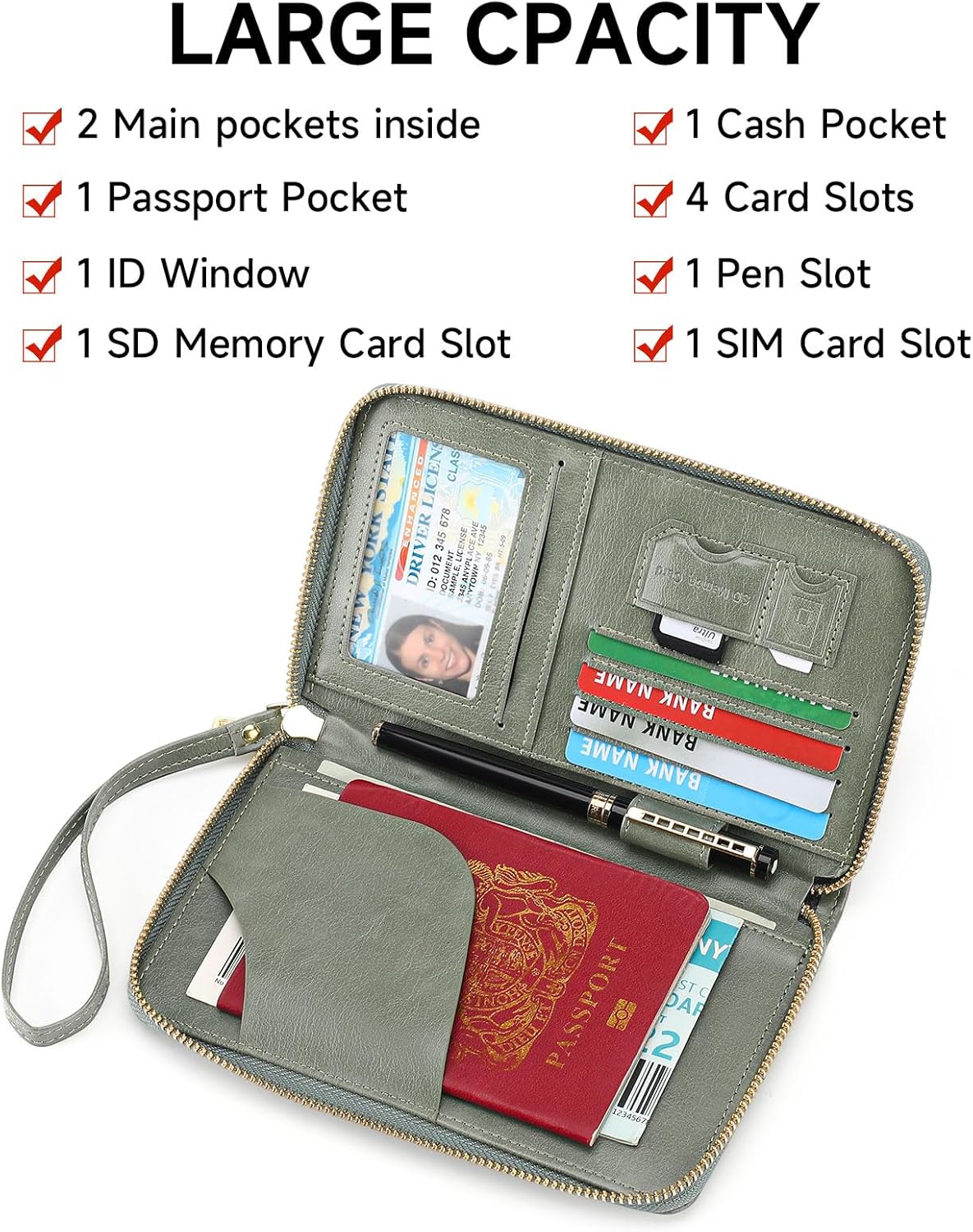 Leather RFID Blocking Passport Holder Travel Wallet, Passport Cover/Travel Wallet for Women/Men with