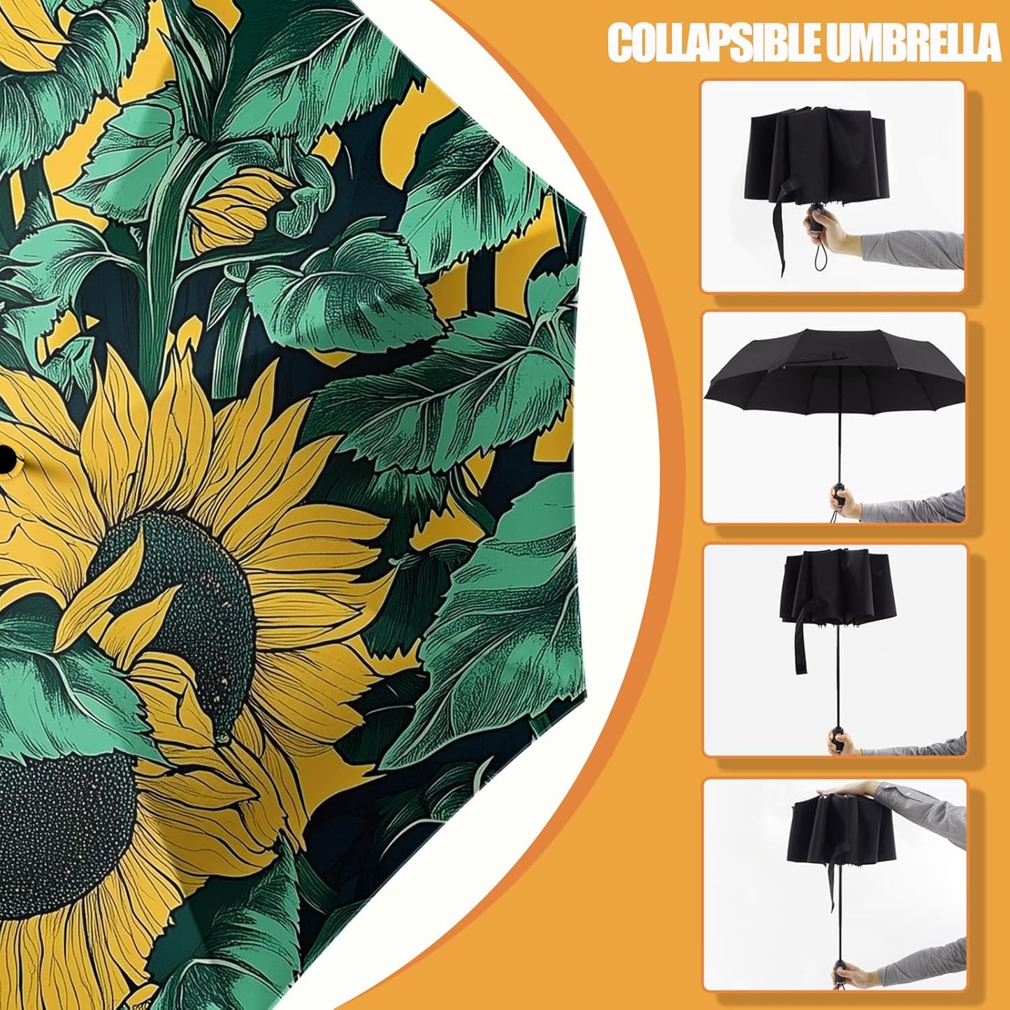 Small Compact Travel Automatic Folding Umbrella for Women, Portable Lightweight, Rain, Wind, UV Sun Shade