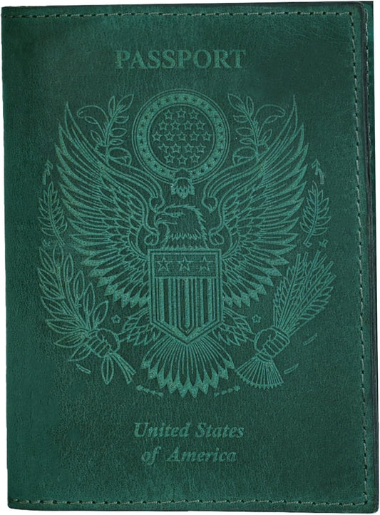 LEATHER VILLAGE Leather Passport Holder Cover – Travel Wallet with Card Slots, Vintage Passport Case for Men & Women – Cute Organizer for Travel Accessories & Documents - Turquoise