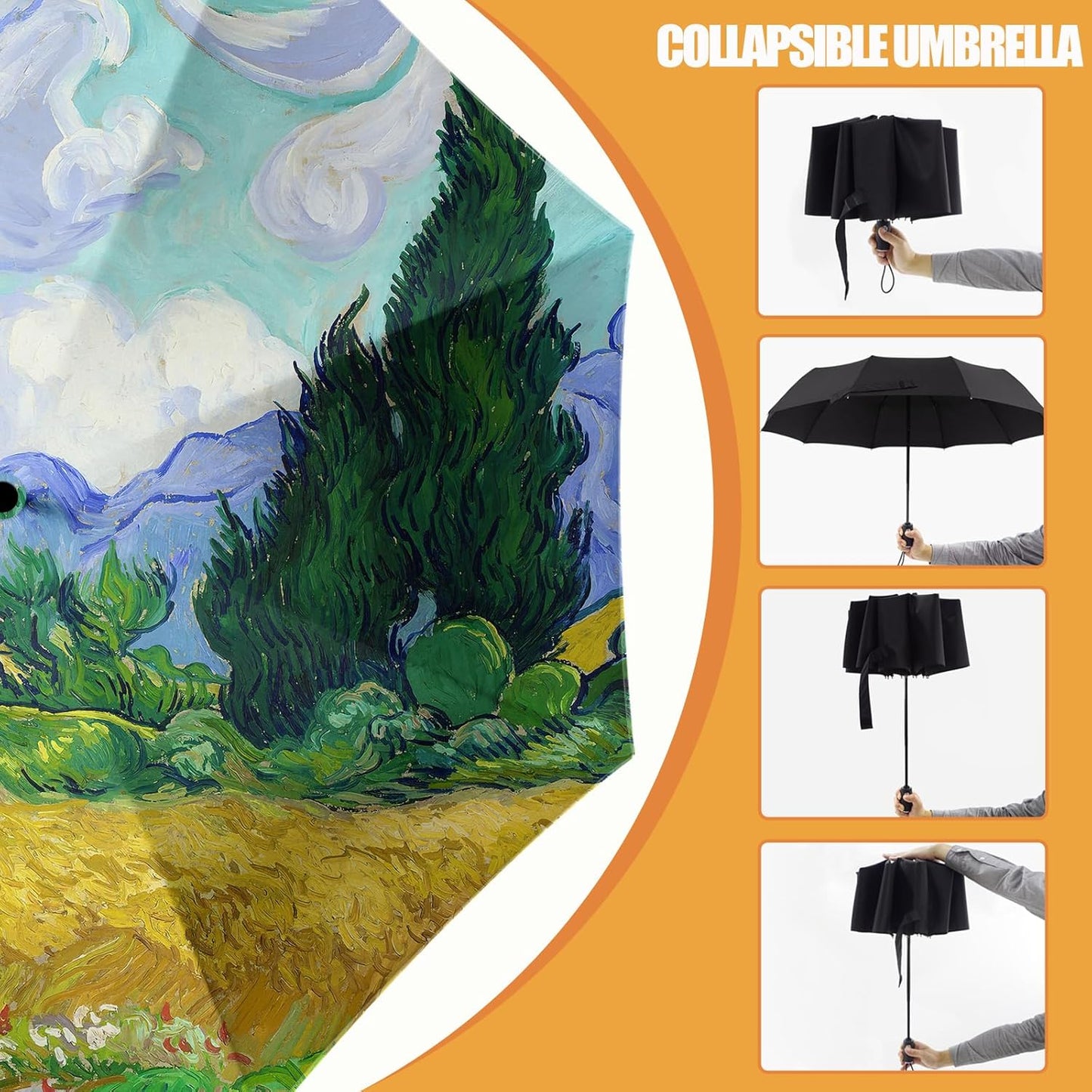 Small Compact Travel Automatic Folding Umbrella for Women, Portable Lightweight, Rain, Wind, UV Sun Shade