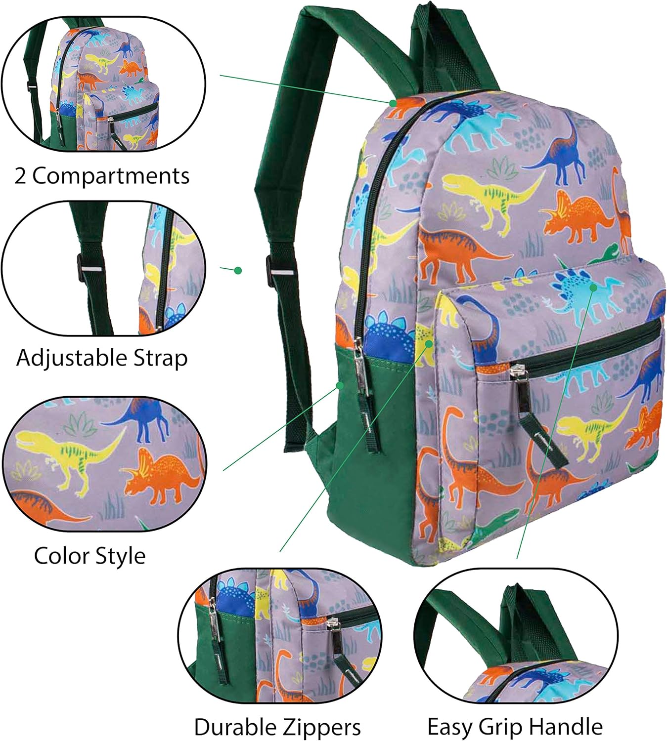17" School Backpacks for Kids - Backpacks in Bulk for Elementary, Middle, and High School Students in Assorted Colors