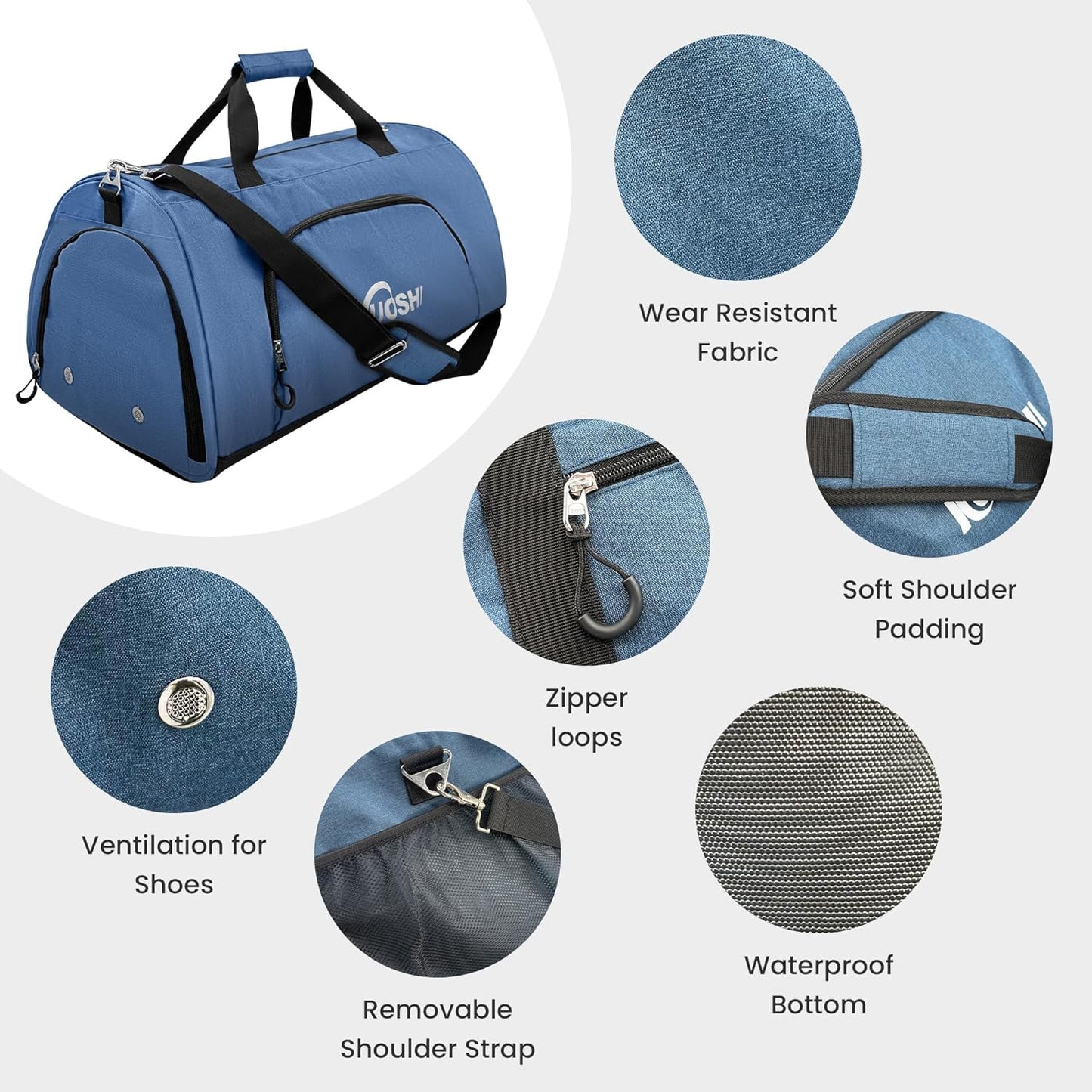 Gym Duffle Bag for Men & Women Water-Resistant-Sports Travel Bag with Ventilated Shoe Compartment & Wet Pocket, 56L Large Weekender Overnight Bag