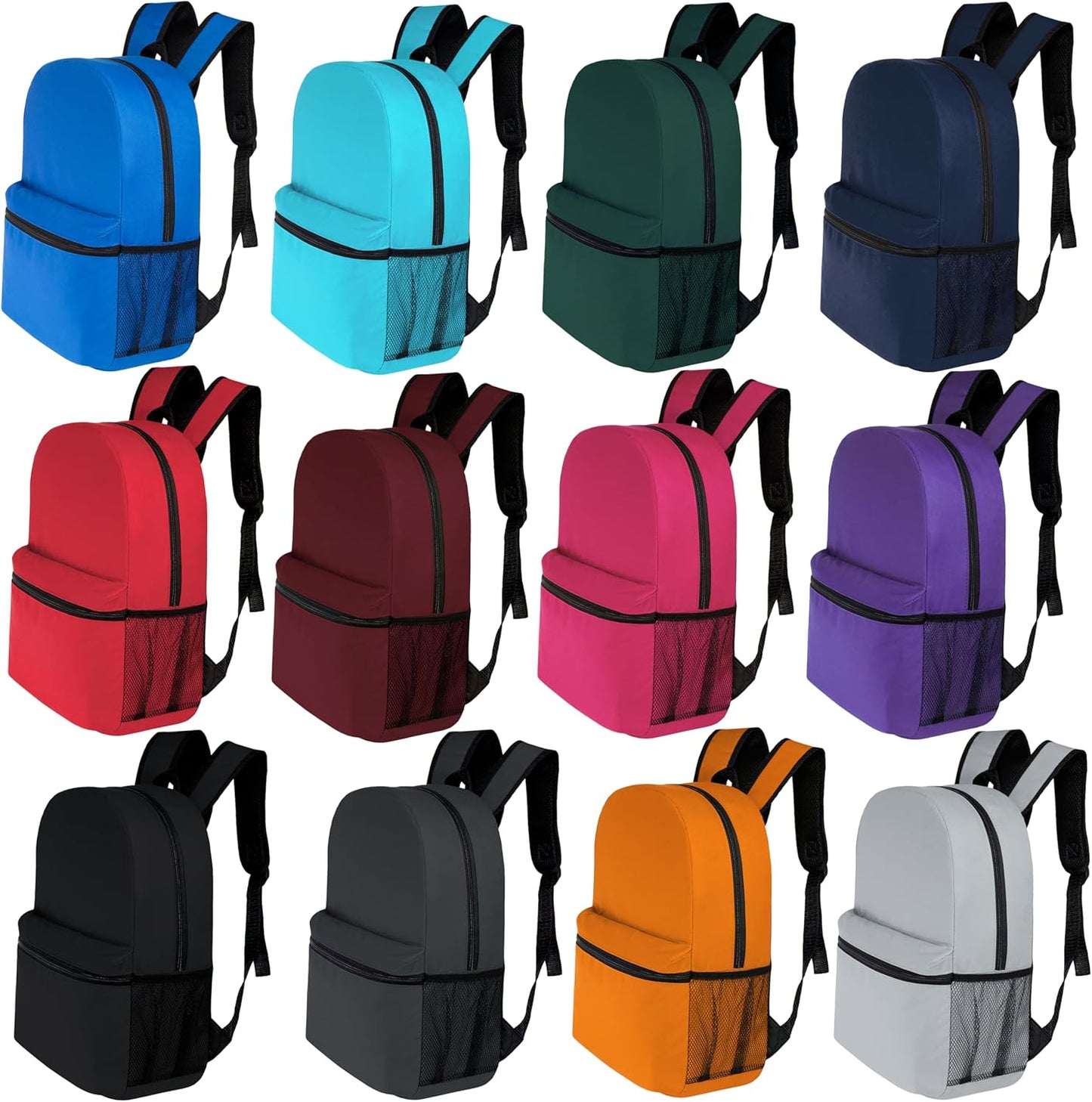 17" School Backpacks for Kids - Backpacks in Bulk for Elementary, Middle, and High School Students in Assorted Colors