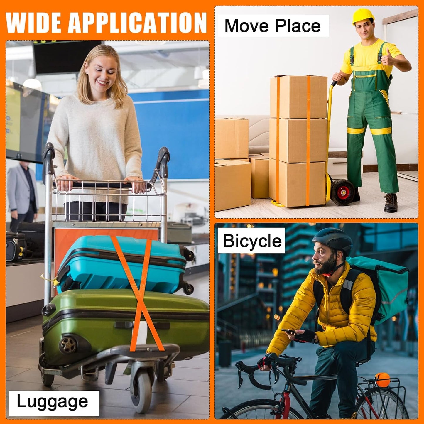 16 Pcs Cambuckle Tie Down Straps 1763lbs Break Strength Securing Straps 1'' x 15 ft Cambuckle Tie Downs with S Hook for Motorcycle, Kayak, Car, Truck, Boat Moving, Securing Cargo(Orange)