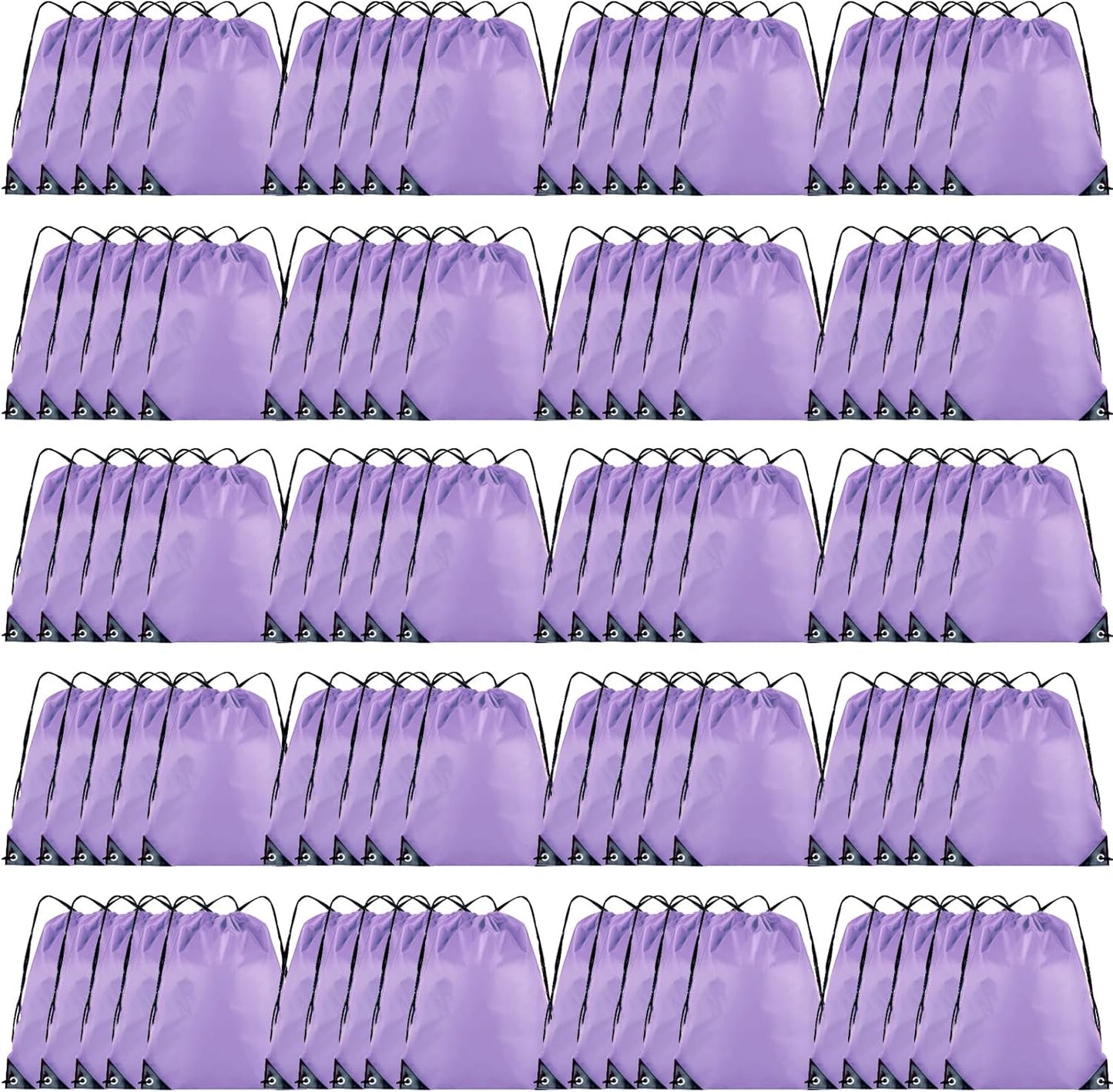 100 Pieces Drawstring Backpack Bulk Cinch Sackpack Ployster Drawstring Bags for Gym Party Trip(Lavender)