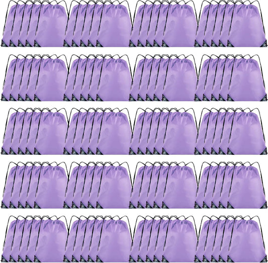 100 Pieces Drawstring Backpack Bulk Cinch Sackpack Ployster Drawstring Bags for Gym Party Trip(Lavender)