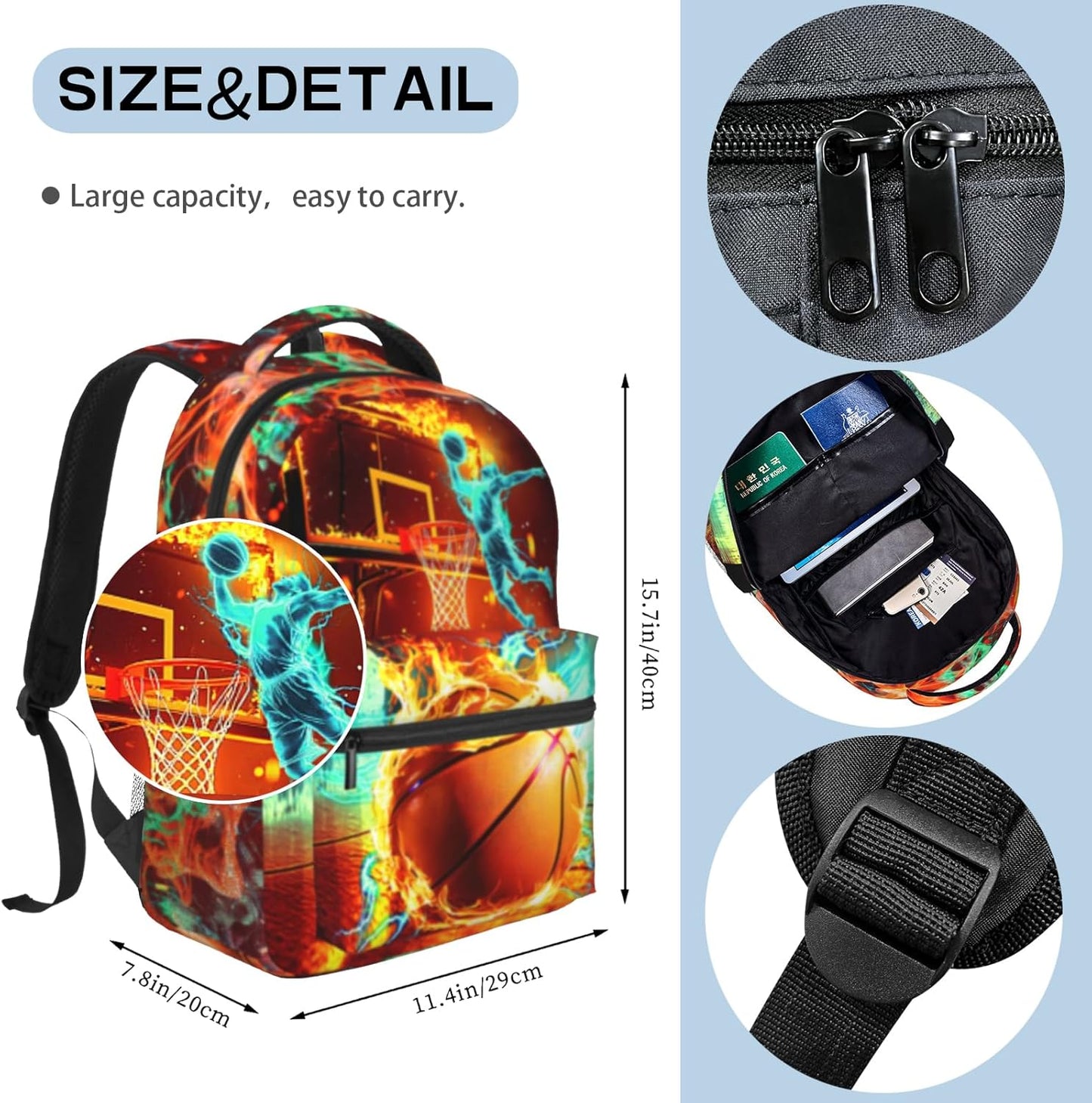 School Backpack for Boys Basketball Boys Backpack for Kids Children Teens Ages 6-18 Elementary Middle School Students Cool Ball Sport Bookbag Travel Back Pack