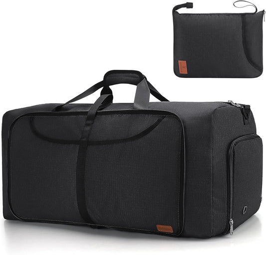 150L Large Waterproof Bag for Men Travel, Extra Large Trave Duffle Bag with Shoe Compartment for Men Women, Foldable Duffle Bag for Traveling, Gym Bag, Water Resistant & Tear-Resistant, Black