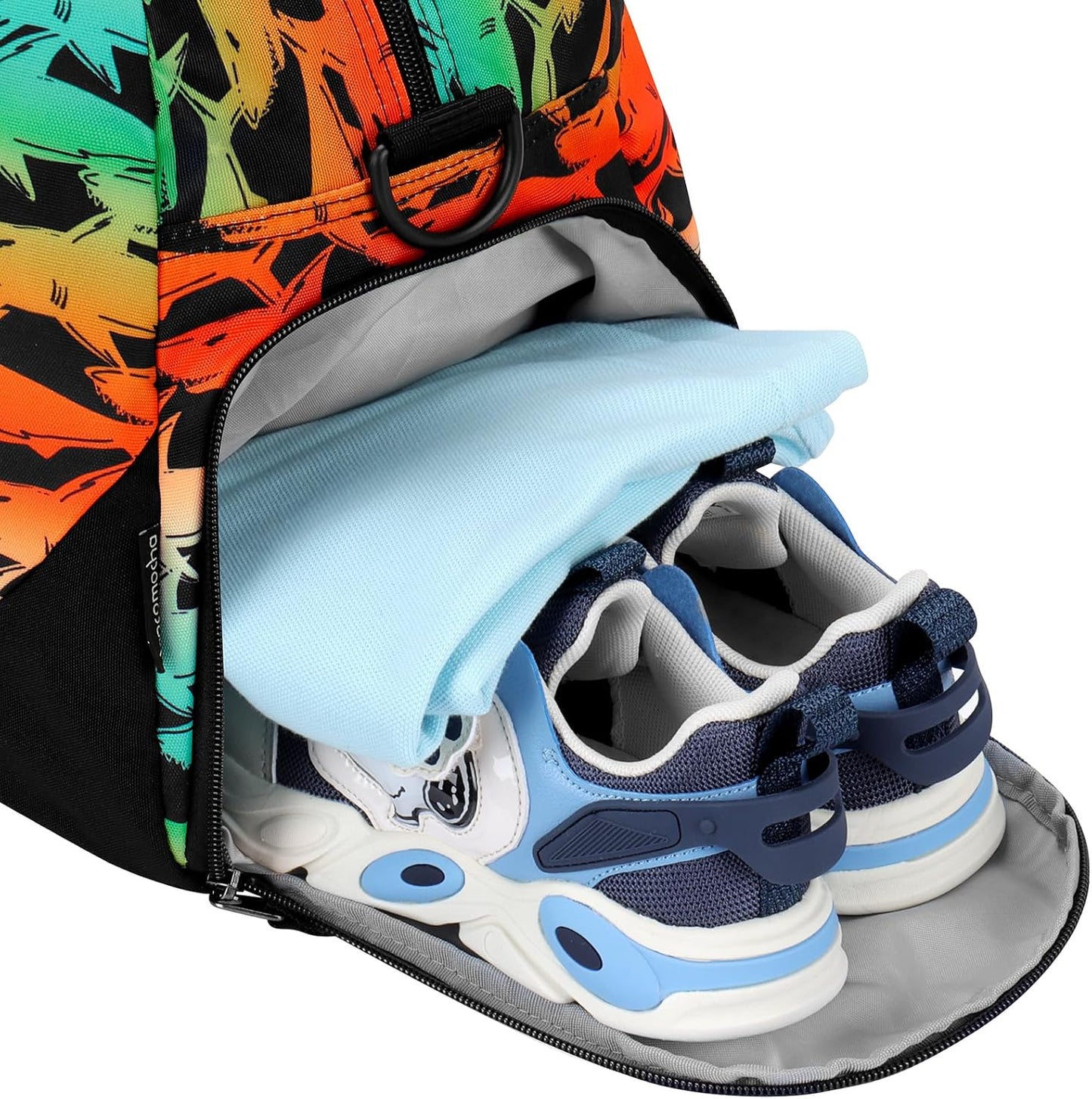 Choco Mocha Kids Shark Duffle Bag for Boys - Travel, Overnight, Gym, Sports & Sleepover Bag - 6-8 Years Gift