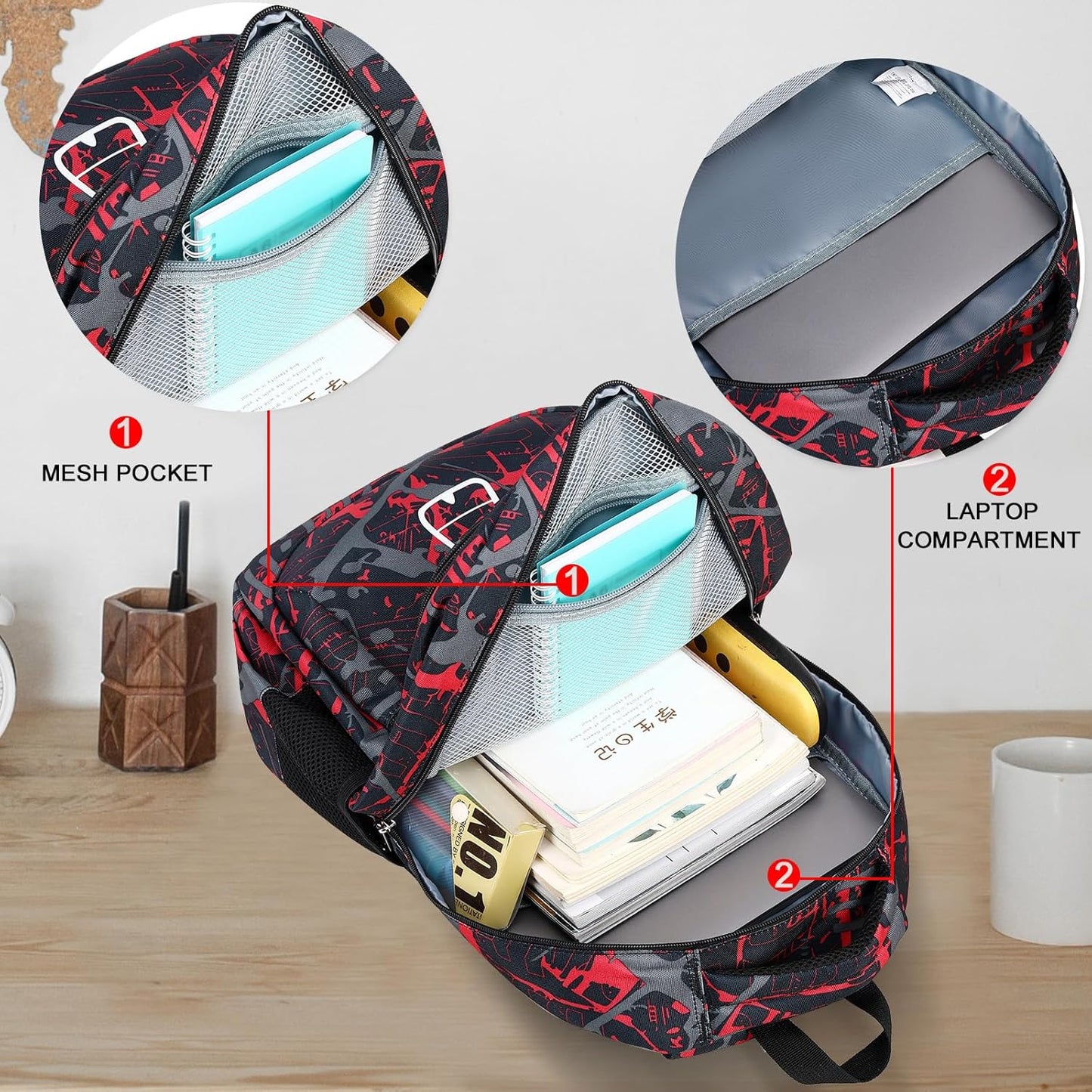 LEDAOU School Backpack for Boys Girls Kids Bookbag Elementary Primary Middle School Bag Travel Back Pack for Ages 6-14