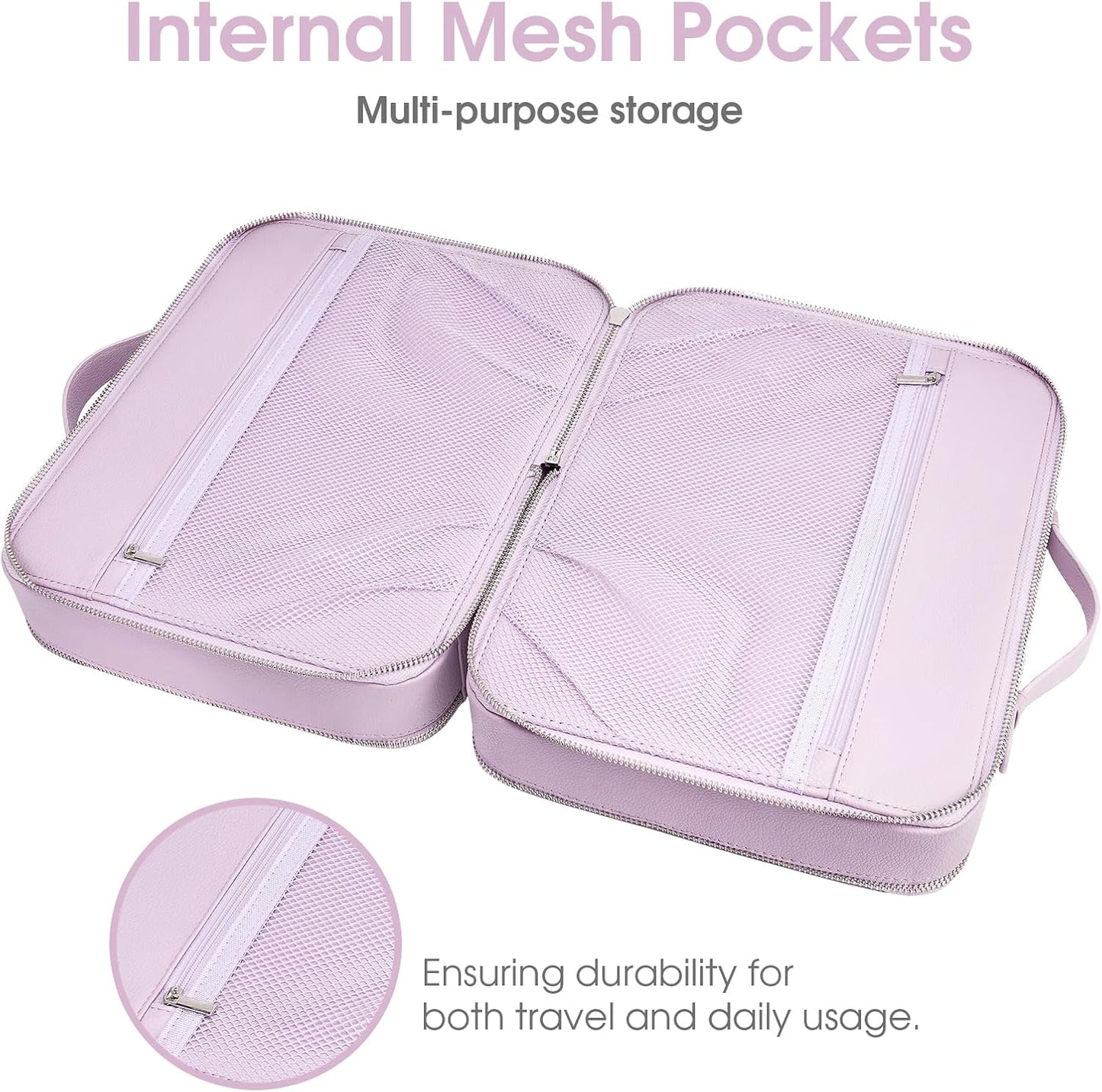 Clear Makeup Bag,Large Toiletry Case for Women,PU Leather Travel Cosmetic Bag,Detachable Makeup Case,Double Compartment Make up Organizer