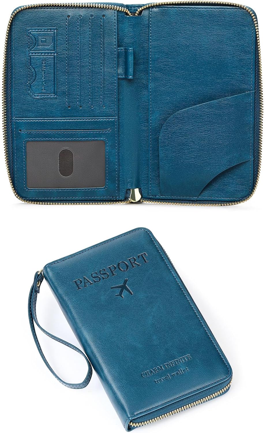 Leather RFID Blocking Passport Holder Travel Wallet, Passport Cover/Travel Wallet for Women/Men with