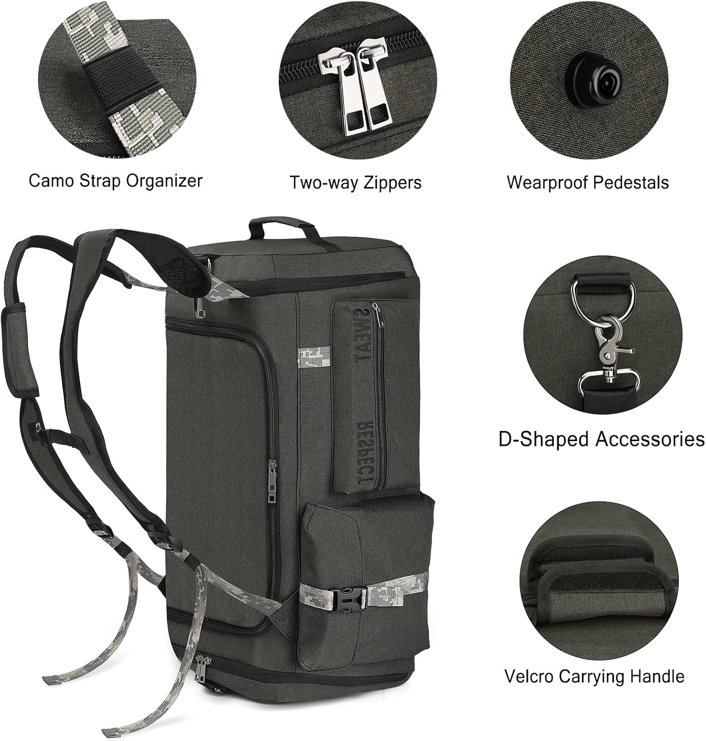 Gym Bags for Men Gym Duffle Bag Backpack 3-Way Sports Duffel Bags for Men with Shoe Compartment & Wet Pocket