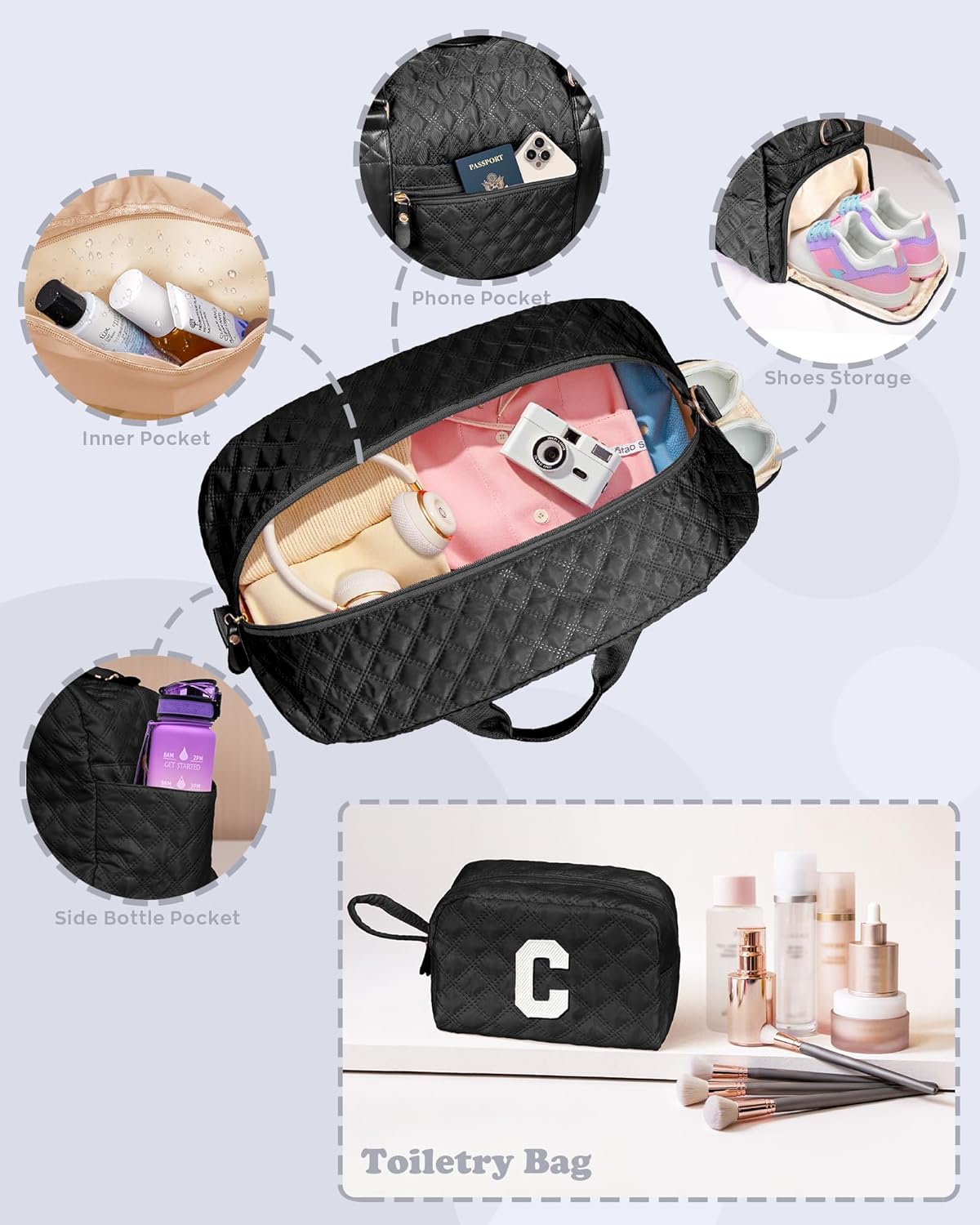 Duffle Bag Girls, Weekender Bags for Women, Personalized Gym bag for Girls, Monogram Duffel bags, Birthday Gift for Kids, Teens, Women, Mom, Teacher