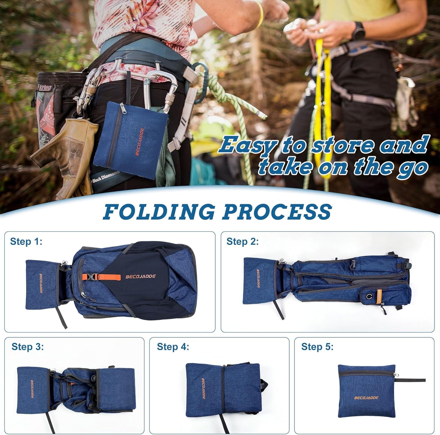 15L Small Hiking Backpack for Men Women Foldable Packable Back Pack Ultralight Hiking Daypack for Travel Camping Outdoor, Navy Blue