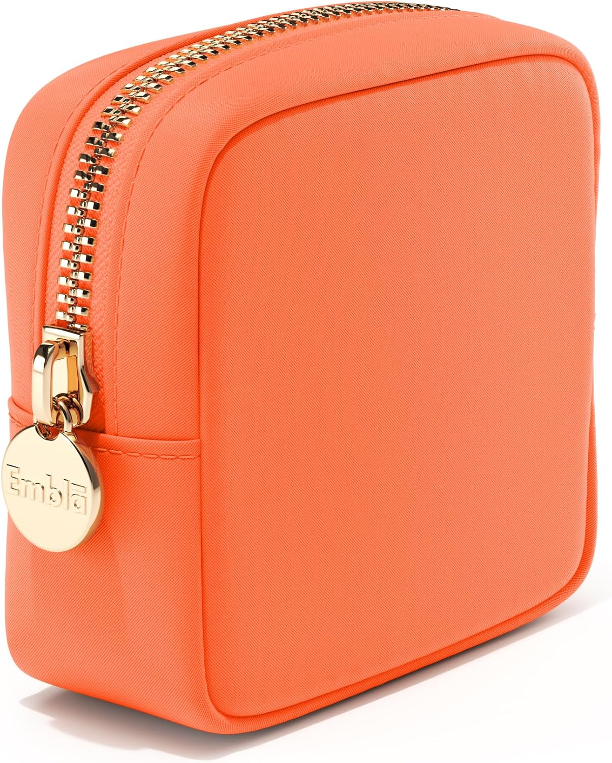 Embla Makeup Bag Travel Cosmetics Pouch and Toiletry Bag, Nylon Zipper Pouch Purse, Cute Make Up Organizer Storage Tote for Women Girls, Waterproof Travel Skincare Case, Small Makeup Bags, Peach