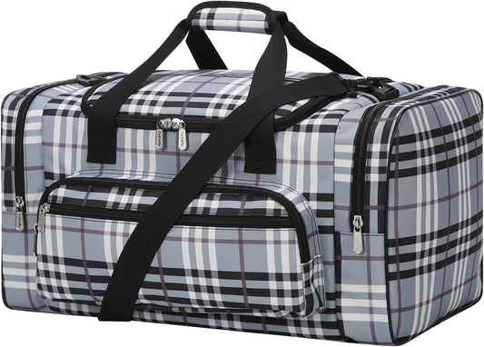 20 inch Sports Duffel Bag - for Travel Gym - Grey/White