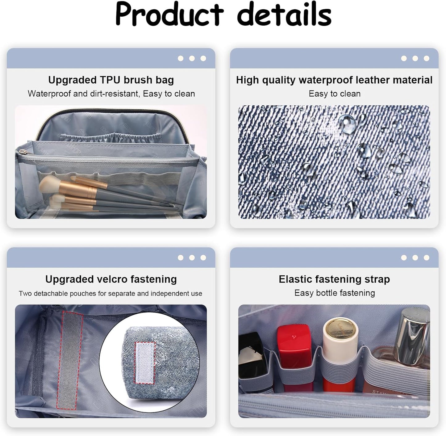 BOYATU Travel Makeup Bag Cosmetic Bags for Women: 3 Sets Large Capacity Make up Bag - Portable Toiletry Bags with Handle for Women(F-4-Dark Blue)