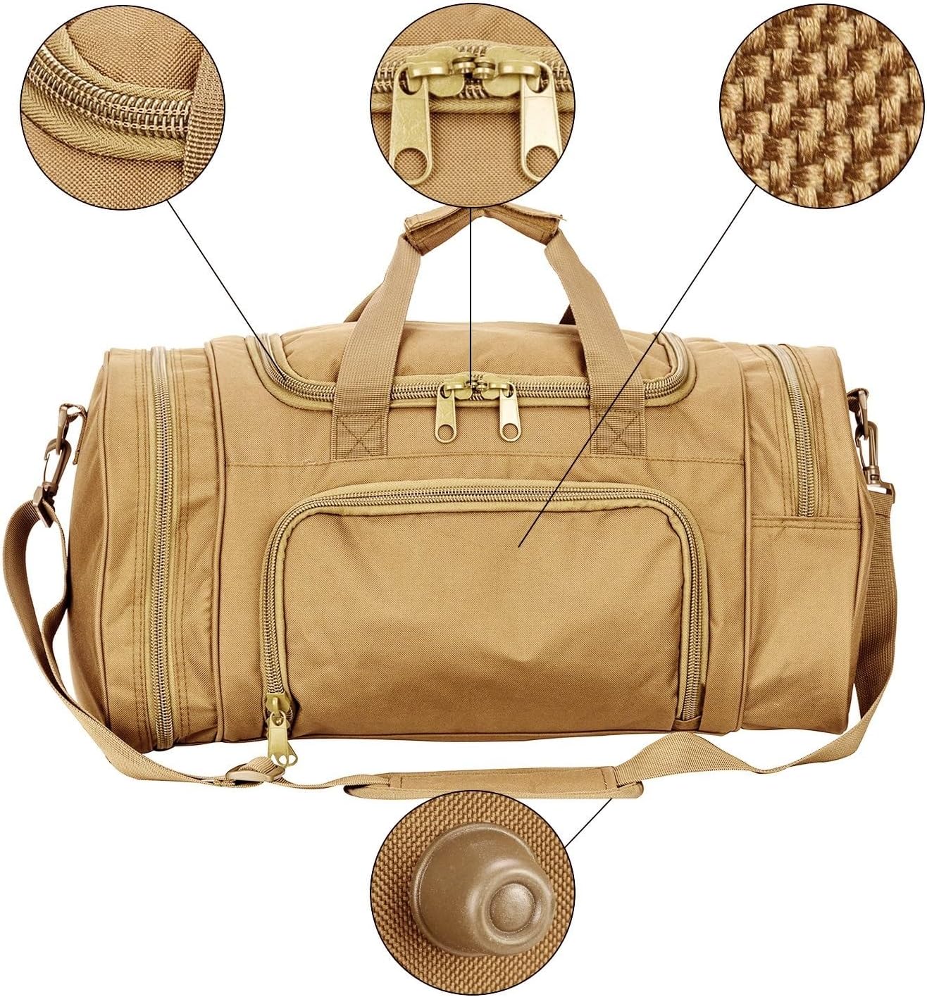 Gym Bag Duffle Bags for Men Women with Shoes Compartment Sport Weekend Travel Overnight Carry On Bag for Tactical Military Travel Work Out Bags (Tan)