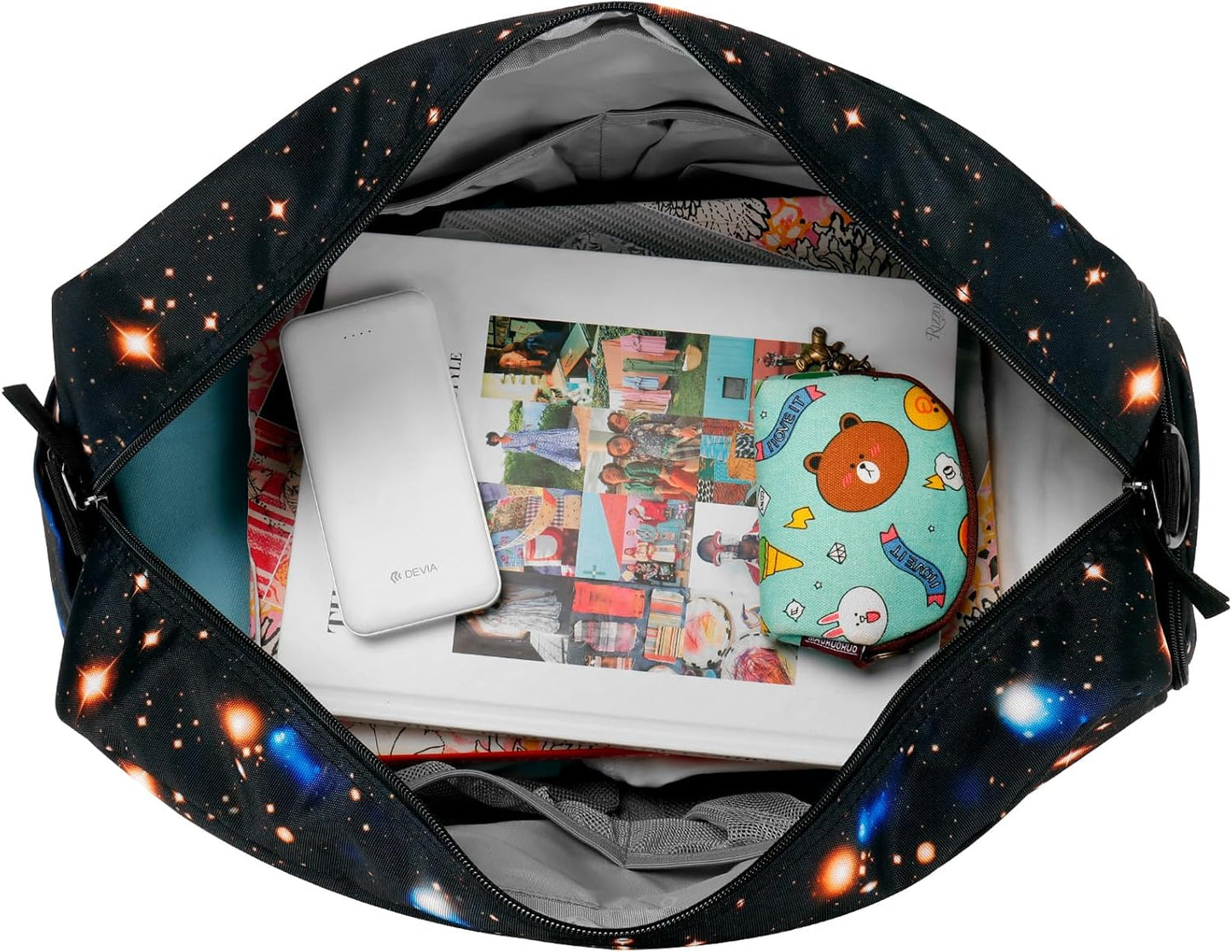 Choco Mocha Kids Galaxy Duffle Bag - Boys Travel & Overnight Bag - Toddler Weekender - Black