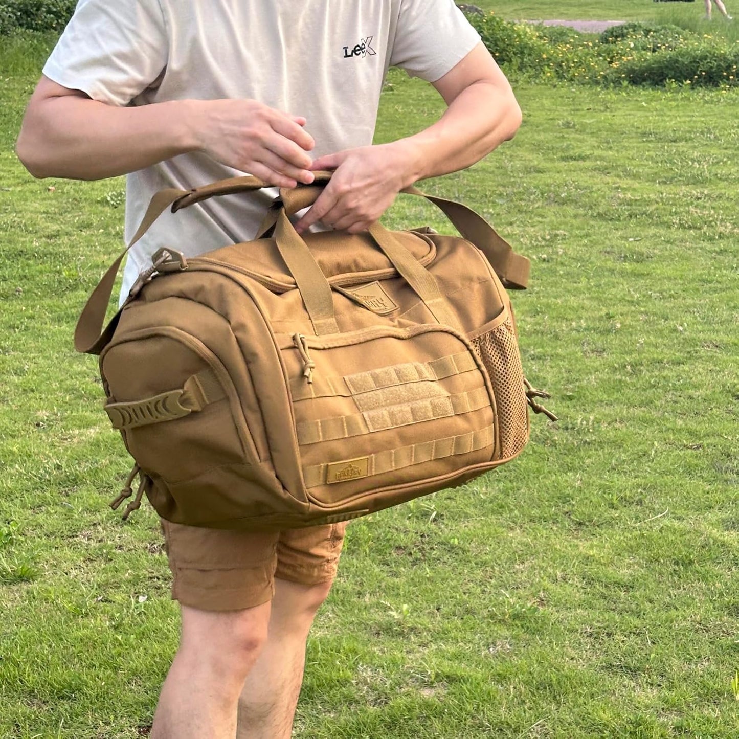 APRlLBAY Gym Bag Large Size 43L Training Bag Traveling With Luggage Strap Equipment Bag Tactical Military Duffel for Men&Women Basketball Football Weekender,Sports Bag Sturdy (Khaki)