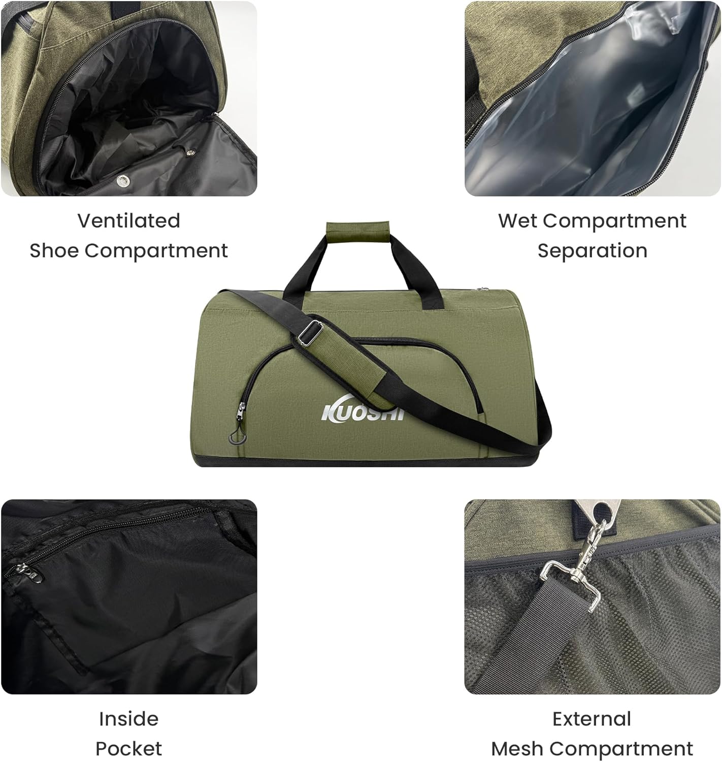 Gym Duffle Bag for Men & Women Water-Resistant-Sports Travel Bag with Ventilated Shoe Compartment & Wet Pocket, 56L Large Weekender Overnight Bag