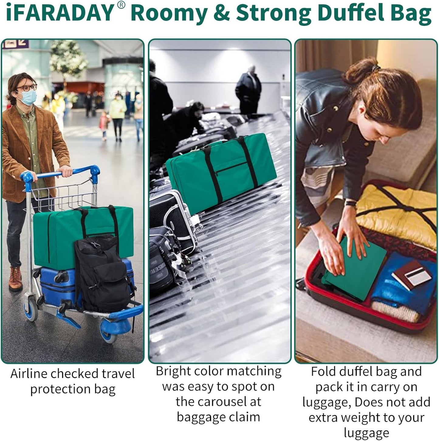 110L Extra Large Duffel Bag 32.5 inch Travel Duffle Bag lightweight Luggage Storage Bag for Outdoor, Camping, Sport-Green