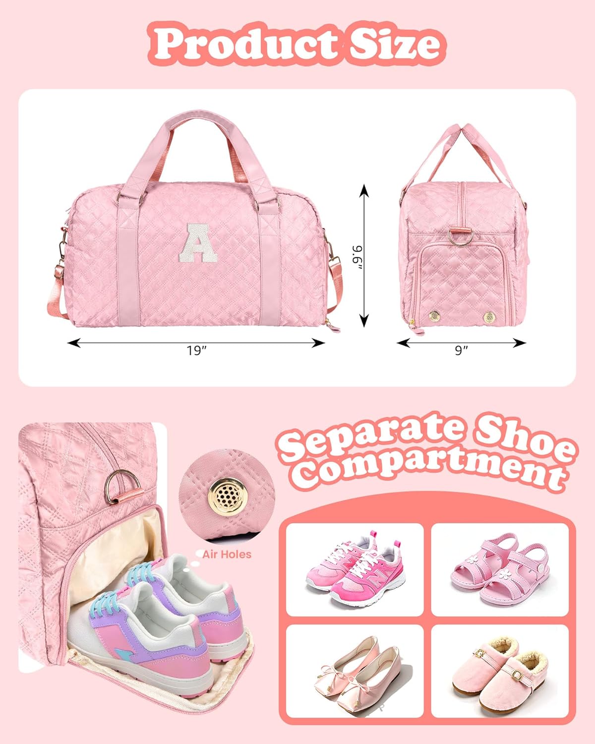 Gifts for Girls Age 10 11 12 13 14 15 16 17 18, Initial Travel Duffel Bag, Graduation Gifts for Her, Monogram Overnight Bag, Gift for Friend Sister Women gifts