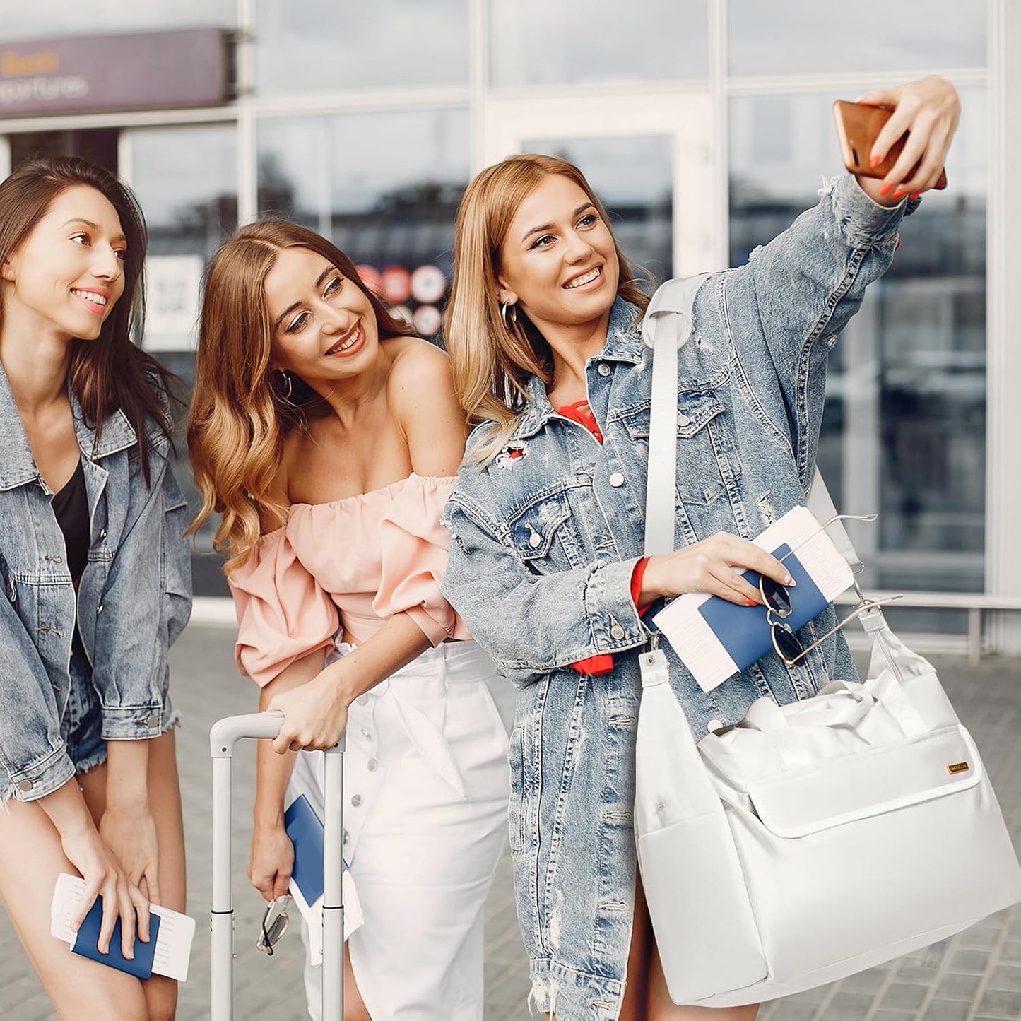 18x14x8 Personal Item Bag with Wet Pocket & Toiletry Bag, Travel Duffel Bag for Gym Underseat Weekender Carry On Luggage for Women Men (Beige)