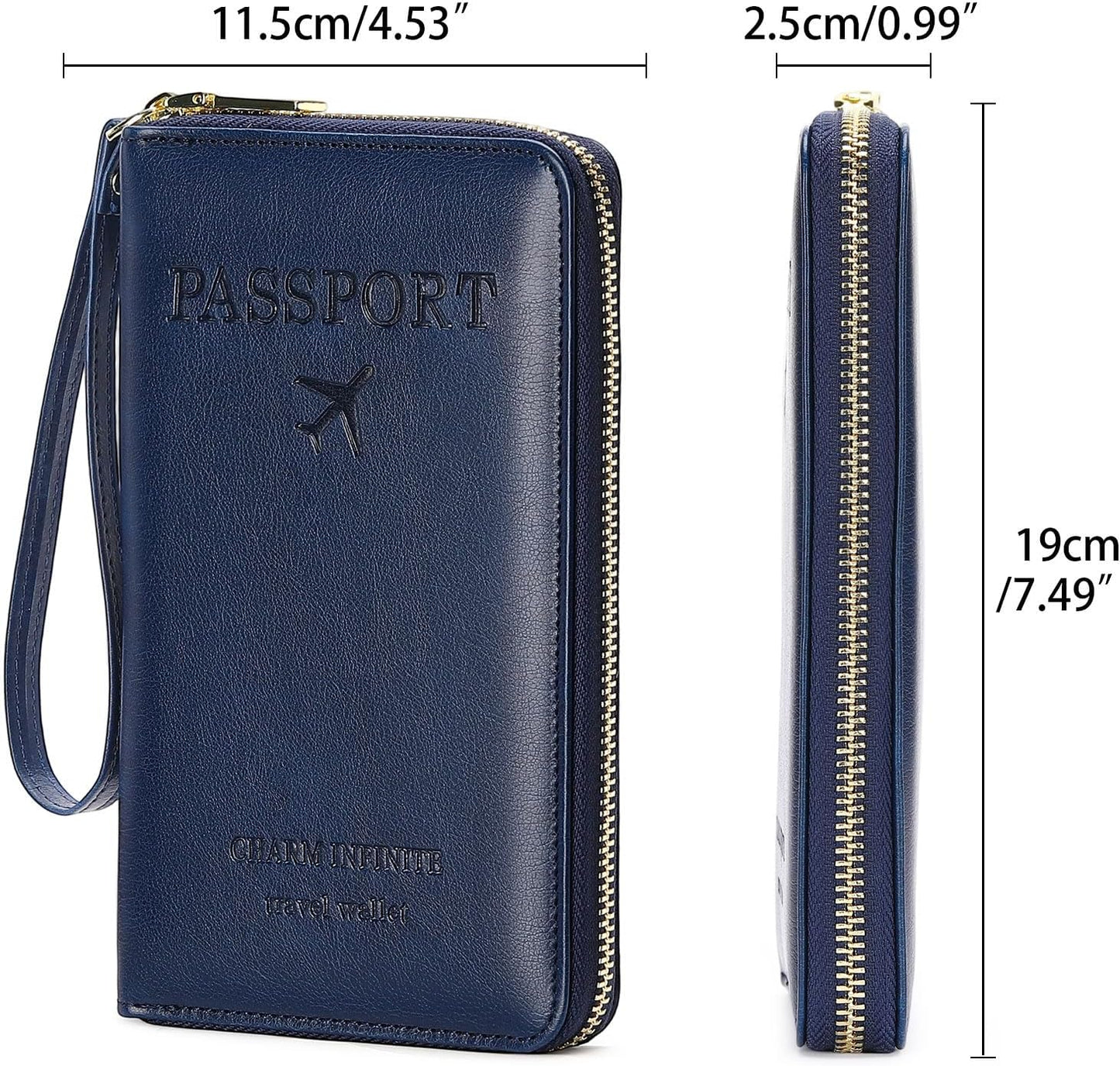 Leather RFID Blocking Passport Holder Travel Wallet, Passport Cover/Travel Wallet for Women/Men with