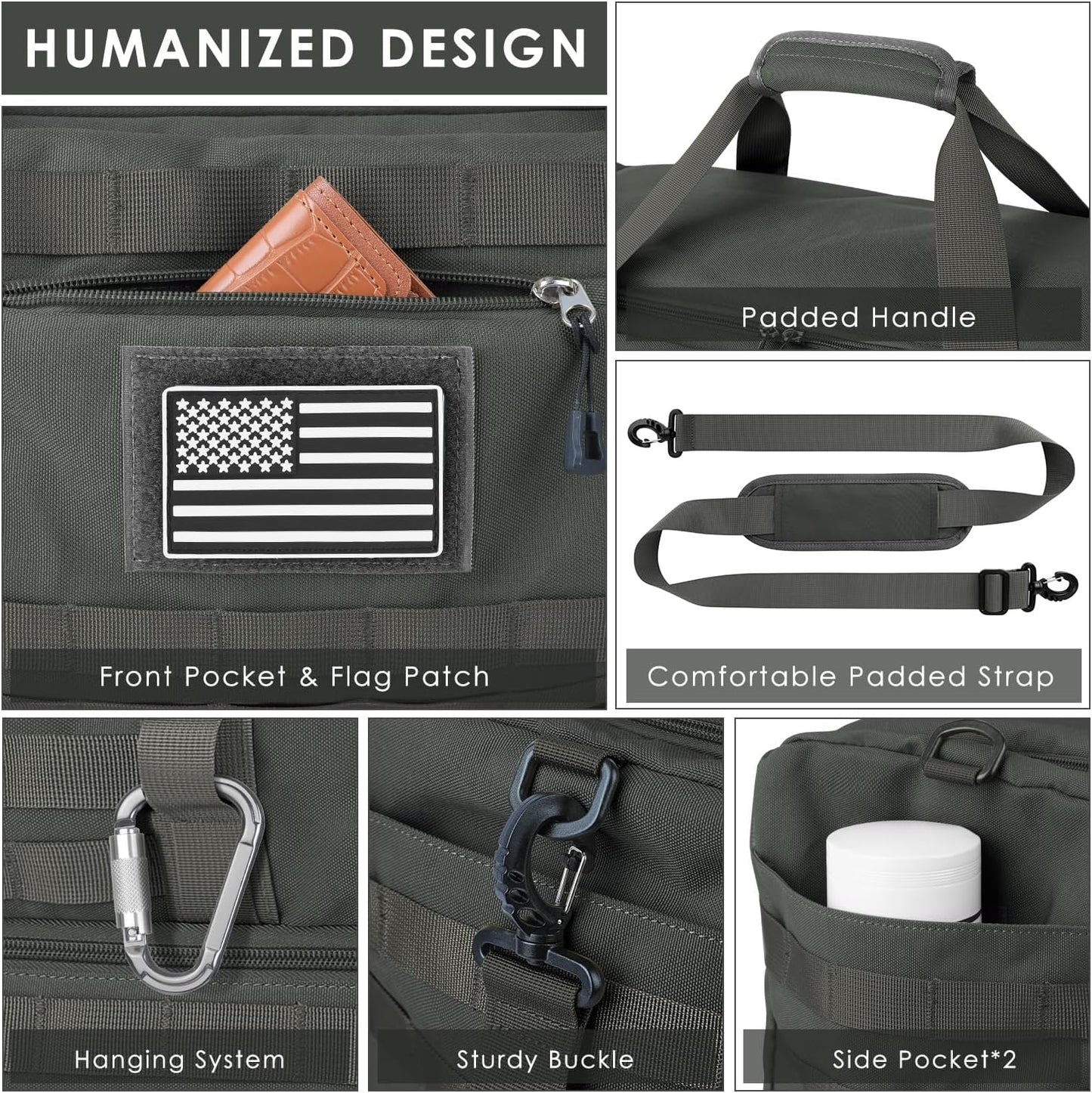 ETRONIK Travel Bag for Men Women, Gym Bag & Tactical Duffle Bags for Travel, Carry on with Toiletry Bag and Shoe Compartment, Weekender Overnight Trip with Wet Pocket for Workout Medical, Gray