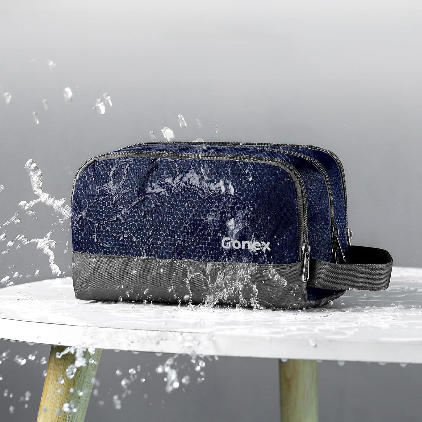 Gonex Travel Toiletry Bag Nylon, Shaving Bag Toiletry Organizer Deep Blue