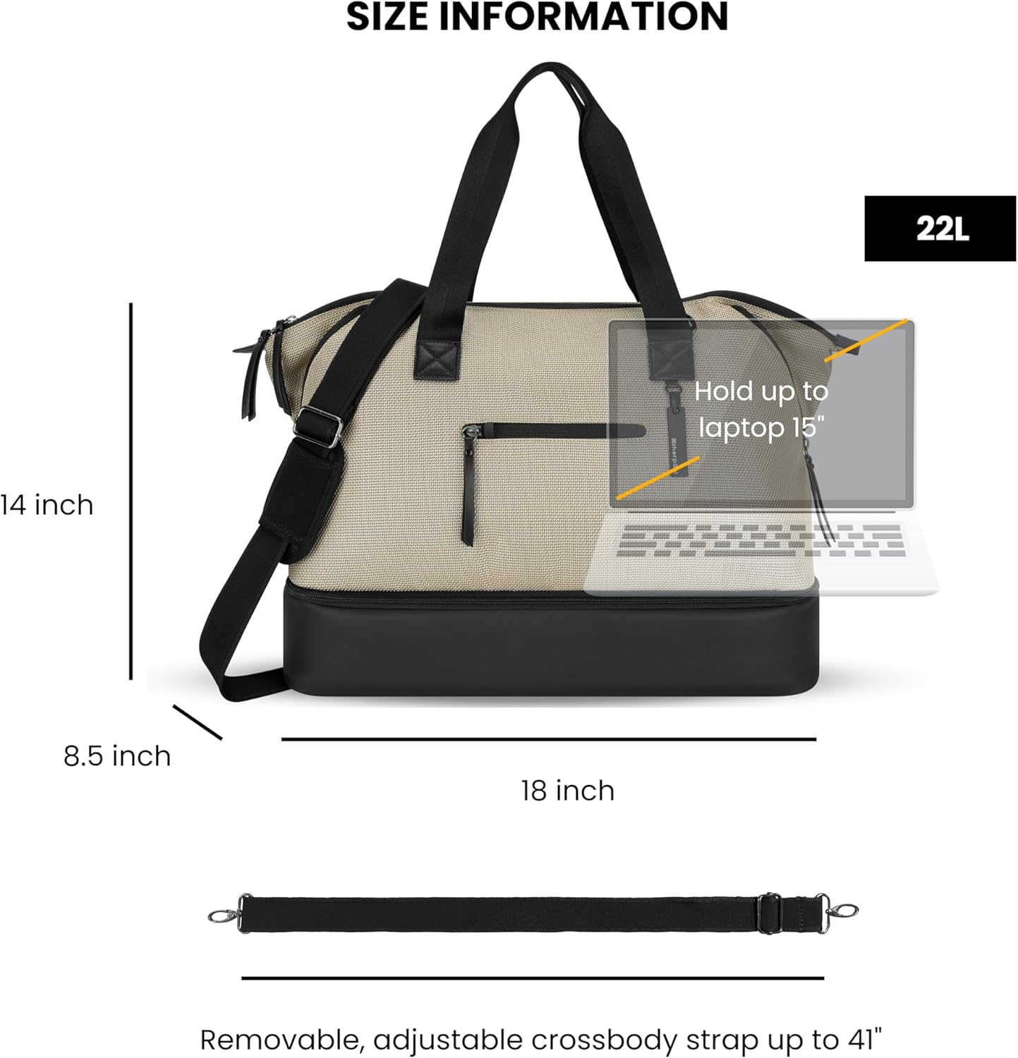 Sherpani Boston, Anti-Theft Weekender Bags,Travel Duffel Bag for Women, Carry On Tote Bag with Removable Shoe Bottom Compartment, Metal Hardware