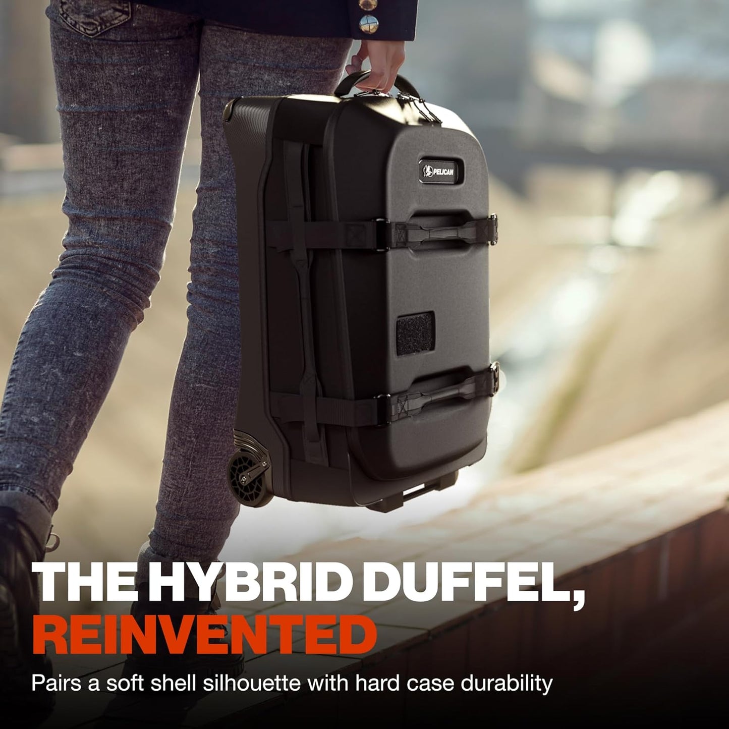 Pelican Aegis Luggage - Carry On Duffel Bag with Wheels - 22 Inch Carry On Bag - Airline Approved (Black)