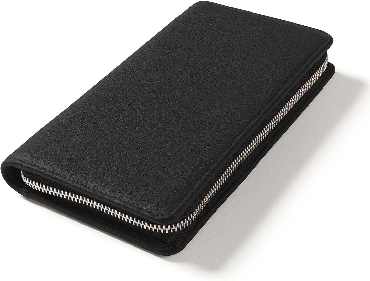 Leatherology Black Onyx Travel Zip Organizer Wallet, Passport Holder, RFID Available, Full Grain Leather