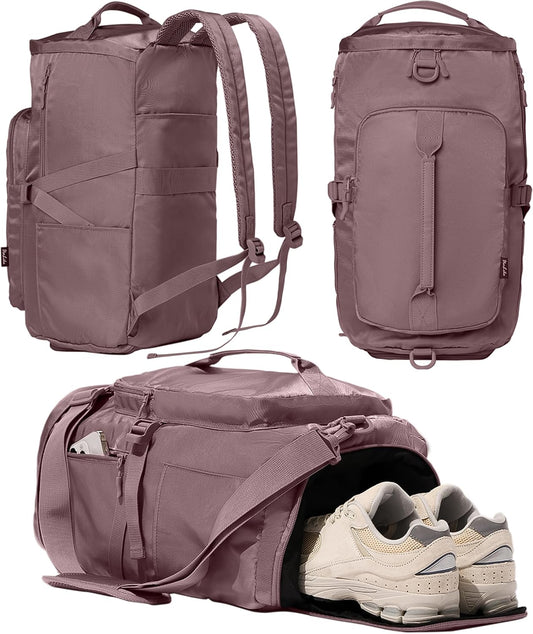 Gym Bag for Women with Shoe Compartment and Wet Pocket Convertible Gym Backpack workout Duffel Bag Multiple Pockets 30L