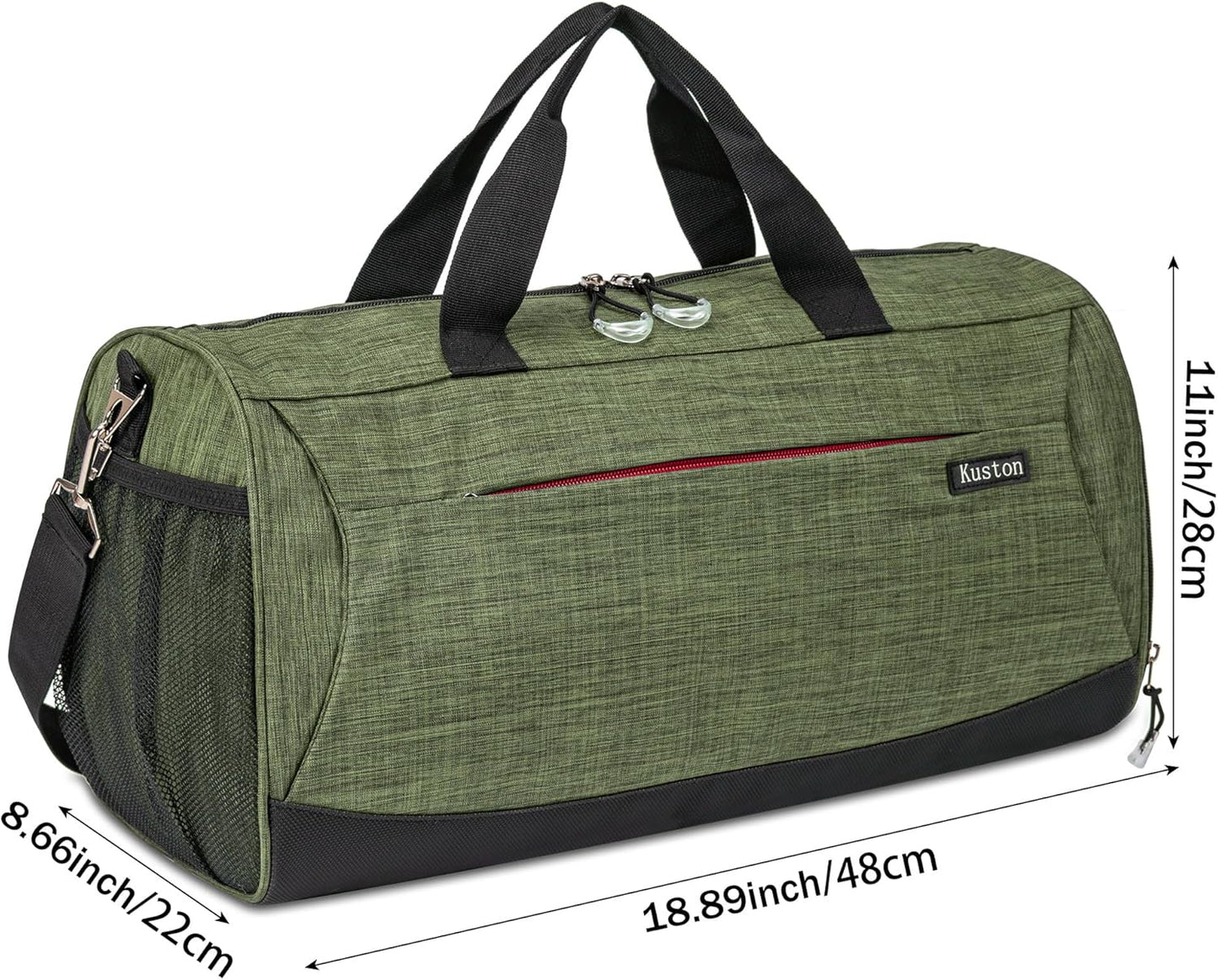 Kuston Sports Gym Bag with Shoes Compartment, Trolley Sleeve and Wet Pocket Gym Duffel Bag Overnight Bag-Upgraded