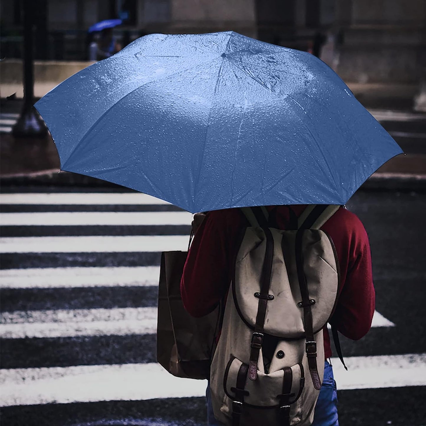 Automatic Umbrella Windproof Lightweight Strong Compact UV Protection Rain Travel Umbrellas Collapsible Backpack Umbrella Suit For Adult