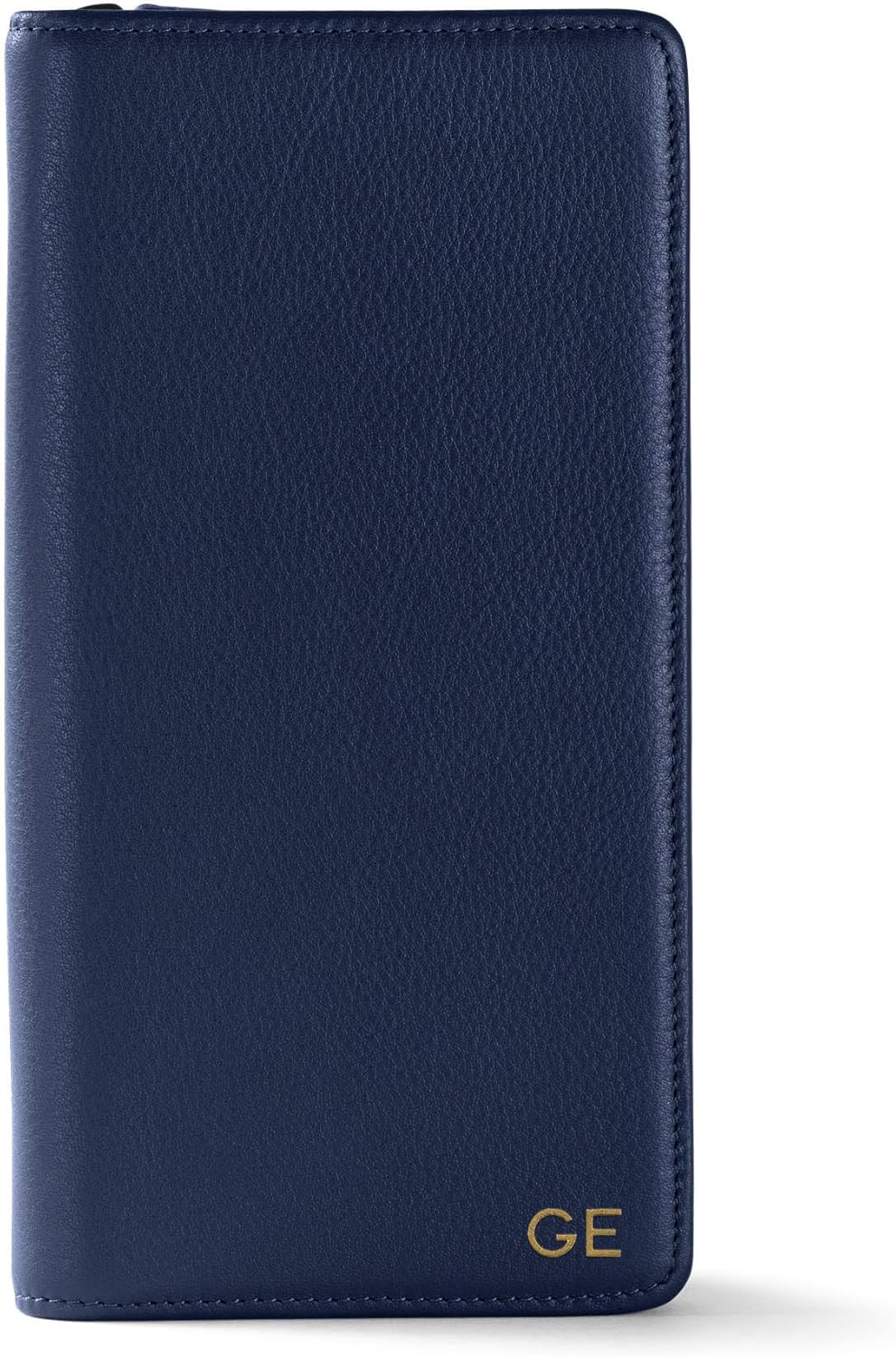 Leatherology Navy Blue Full Grain Leather Zip Around Travel Wallet – RFID Passport Organizer for Cards, Cash & Travel Documents
