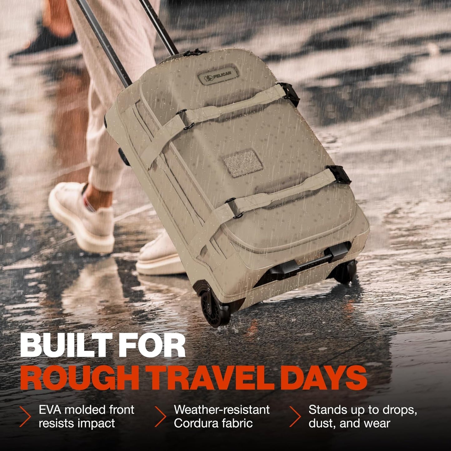 Pelican Aegis Luggage - Carry On Duffel Bag with Wheels - 22 Inch Carry On Bag - Airline Approved (Sand)