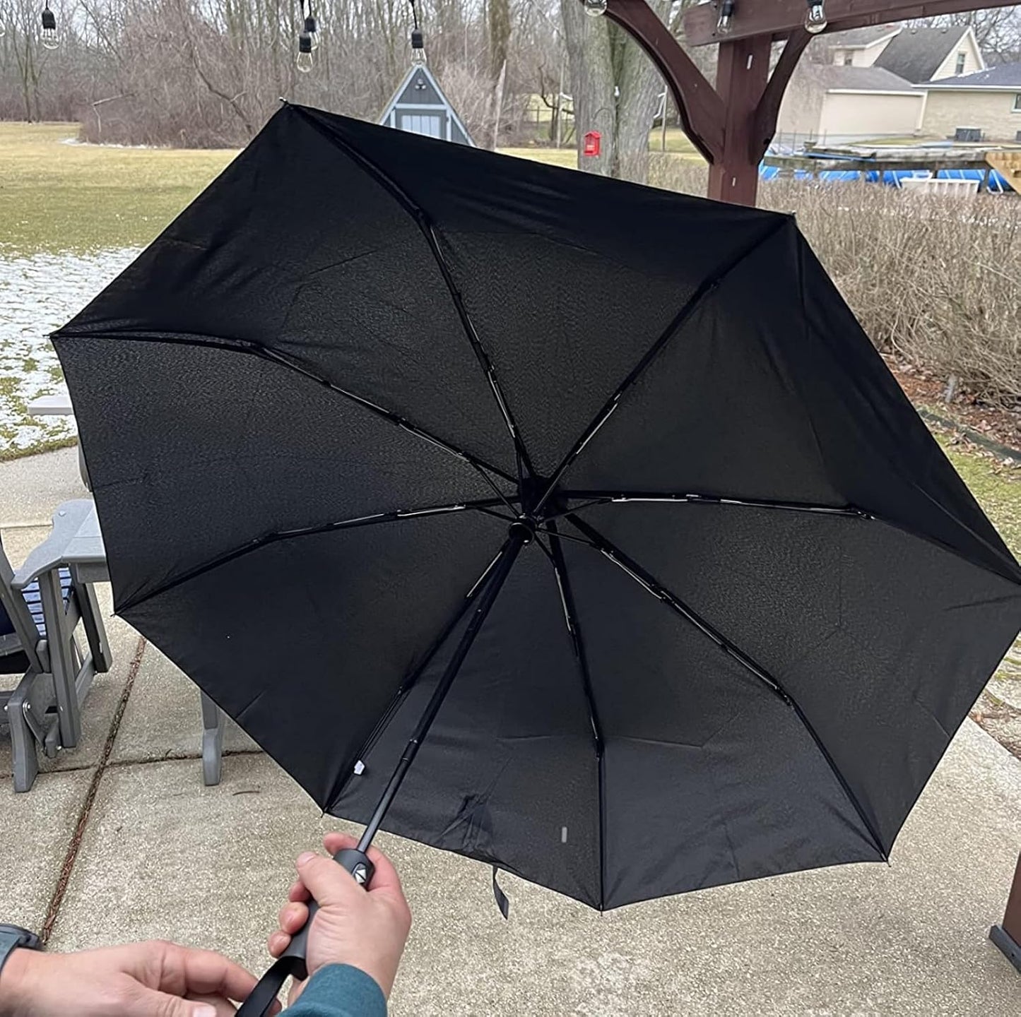 Windproof Travel Umbrella for Adult, Automatic Umbrellas for Rain - Compact Folding Umbrella with UV Protection, Lightweight Portable Design for Backpack/Walking/Car, Sun & Storm Ready