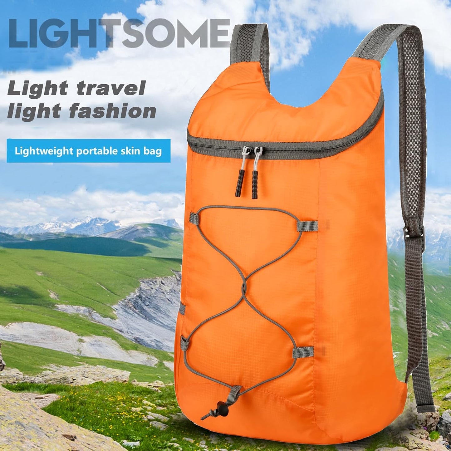 16L Lightweight Foldable Hiking-Backpack Small Packable-Daypack For Travel,Ultralight Water-Resistant Gym Bag Men Women Easy Carry-on (Orange)