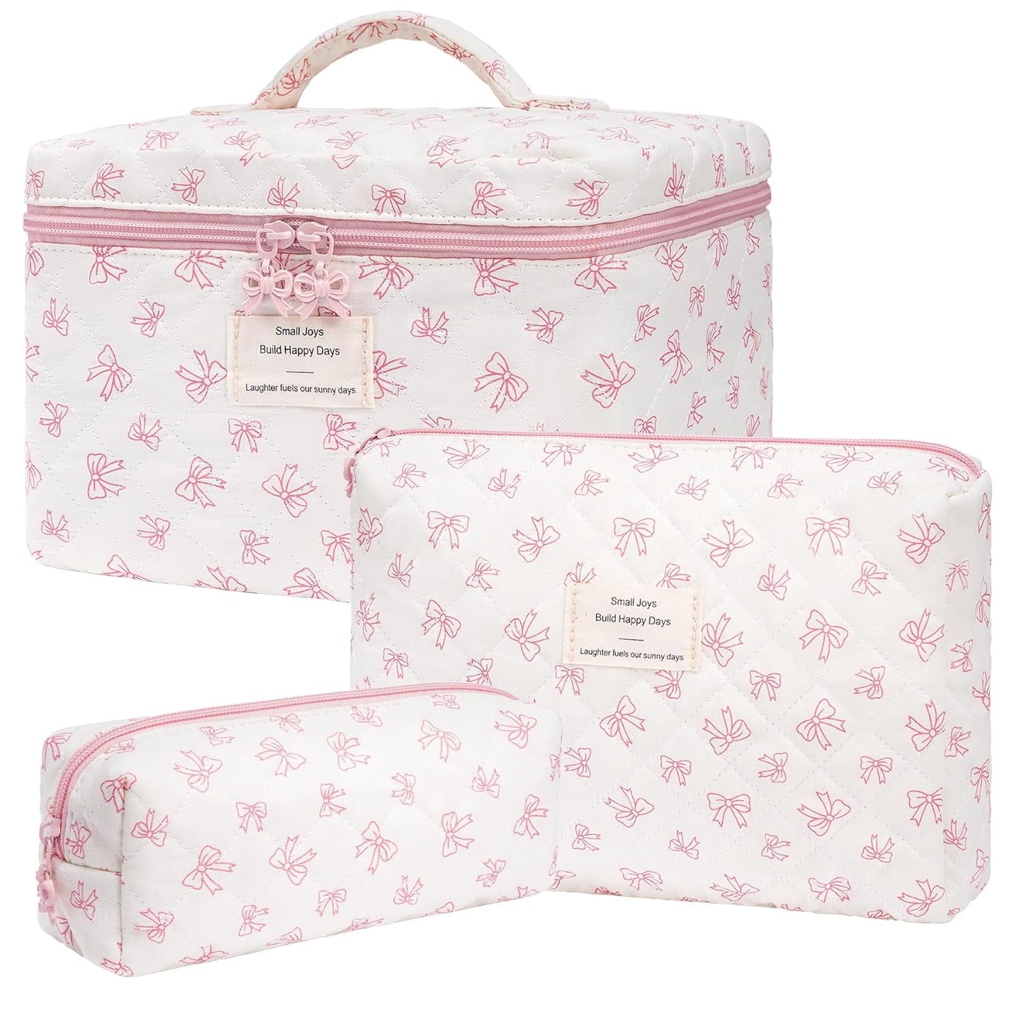 Makeup Bag,Quilted Cosmetic Bags,Large Floral Make Up Organize bag,Makeup Bag Set for Women,Flower Travel Toiletry Bag