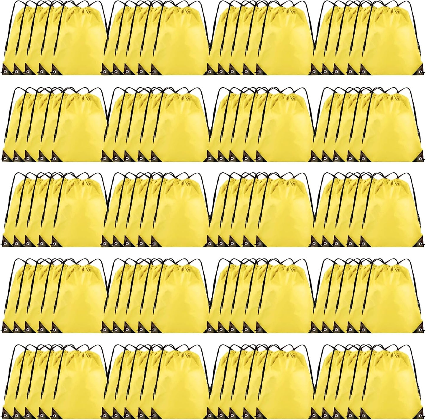 100 Pieces Drawstring Backpack Bulk Cinch Sackpack Ployster Drawstring Bags for Gym Party Trip(Yellow)