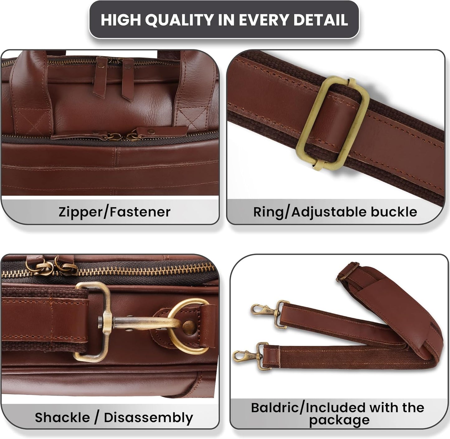 16" Leather Laptop Bag for Men and Women - Meeting Bag / Briefcase