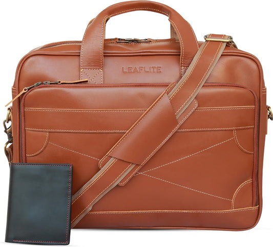 16" Leather Laptop Bag for Men and Women - Meeting Bag / Briefcase
