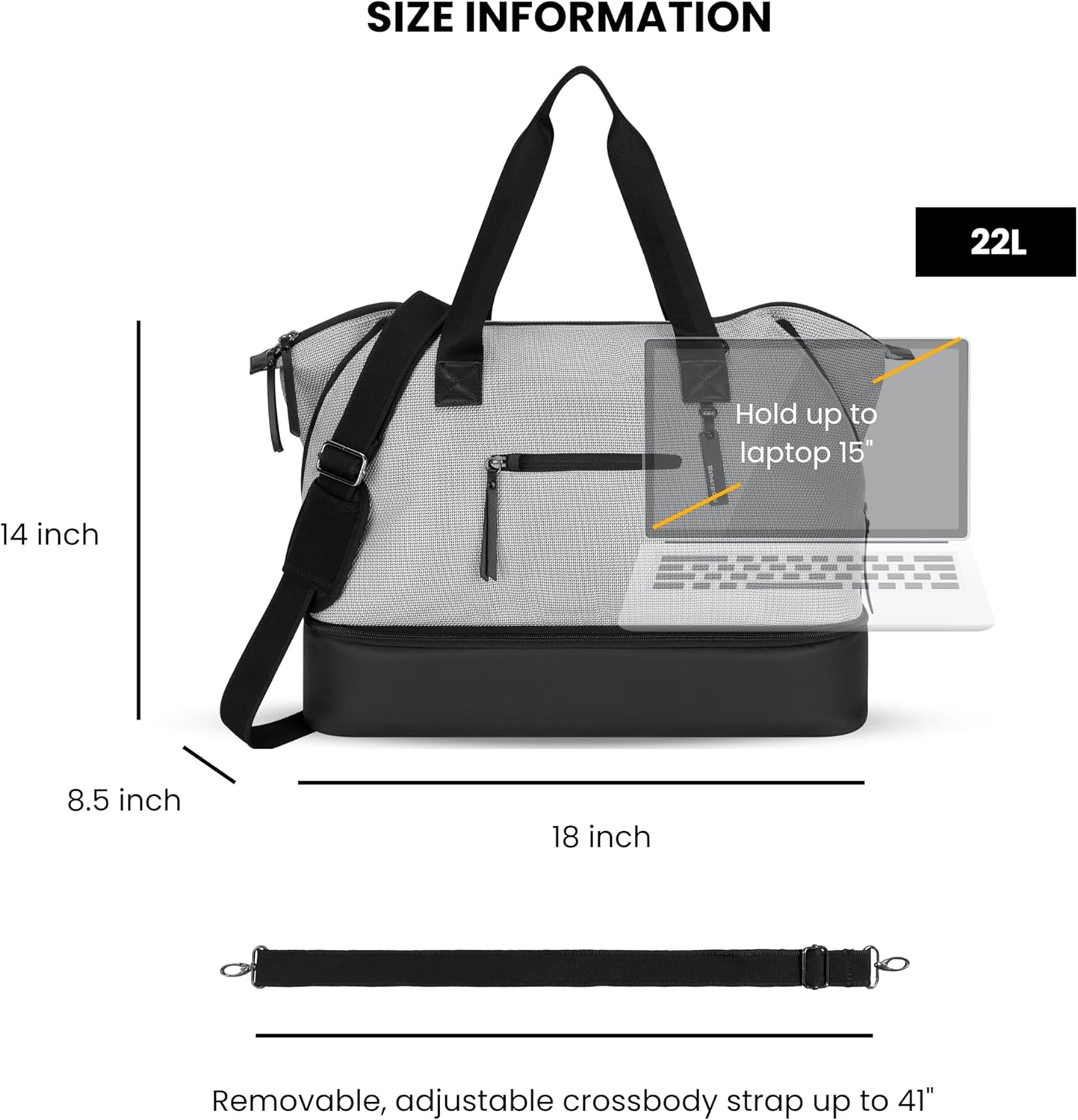 Sherpani Boston, Anti-Theft Weekender Bags,Travel Duffel Bag for Women, Carry On Tote Bag with Removable Shoe Bottom Compartment, Metal Hardware