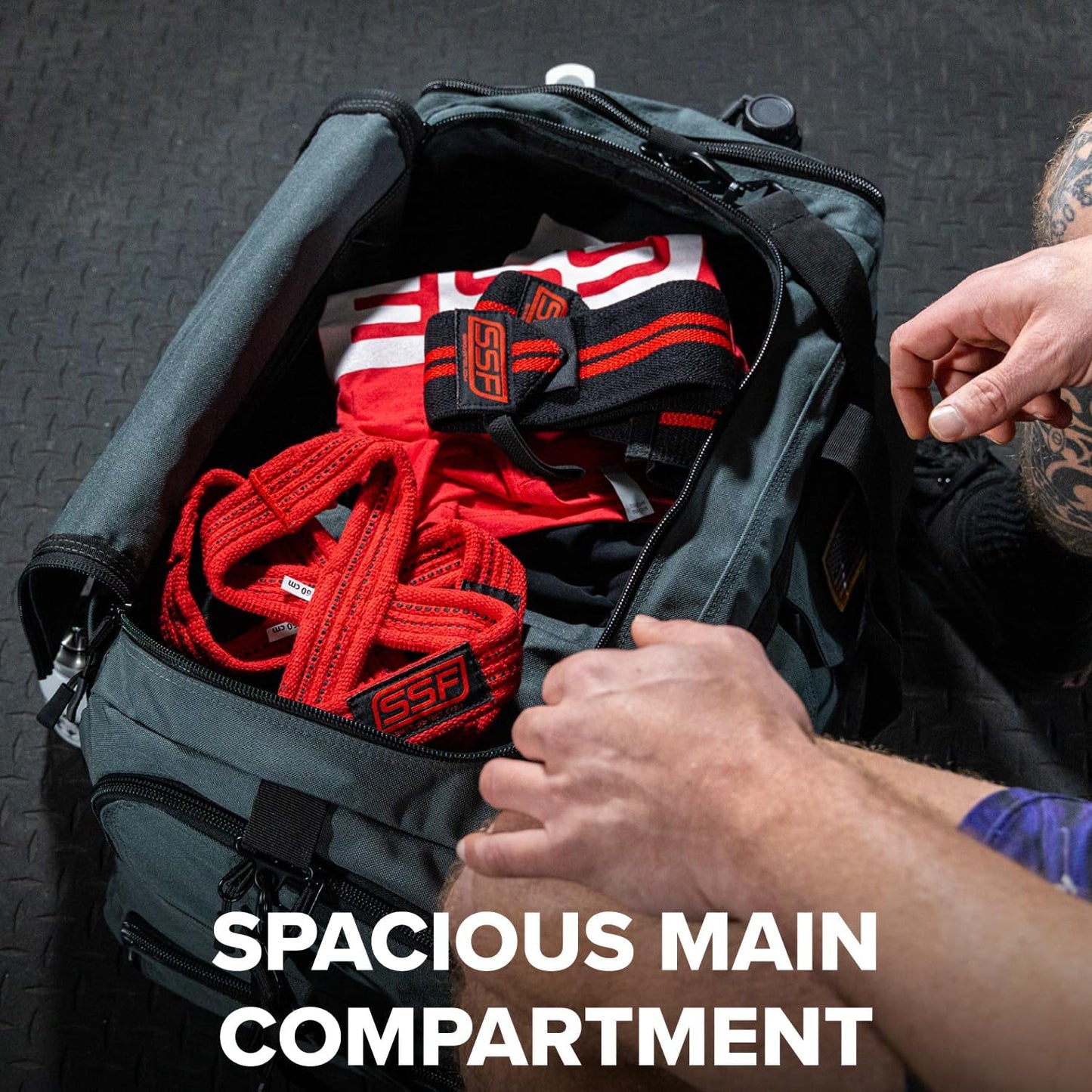 Serious Steel Fitness Gym Bag, 1000D Nylon Duffel Bag, Heavy Duty (Grey - Big Bud 2.0)