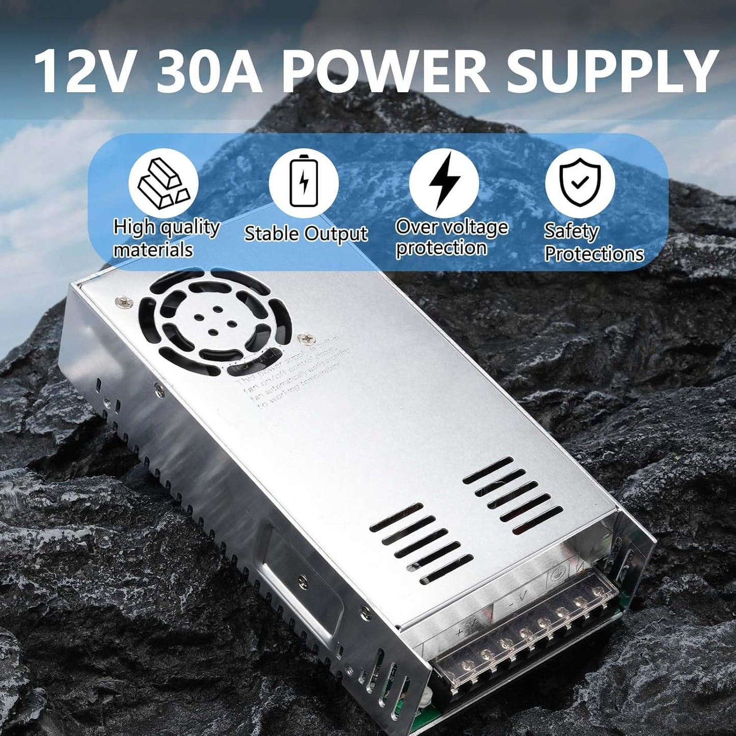 12V 30A 360W 110V AC to DC Regulated Universal Switching Power Supply, Transformer Adapter LED Driver for LED Strip Lights, CCTV Camera System, CCTV, Radio, 3D Printer