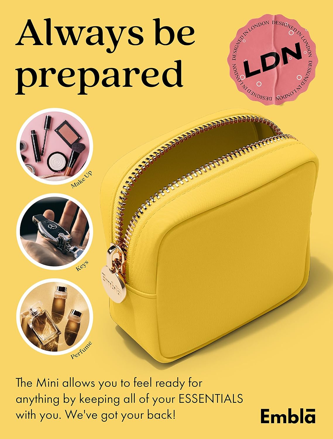 Embla Cosmetic Bag - Makeup Bag Travel Pouch, Toiletry Bags Cute Makeup Organizer, Nylon Zipper Pouches, Lemon Coin Purse, Storage Bag Cosmetics Organizer, Make up bags Mini, Small, Large, Womens